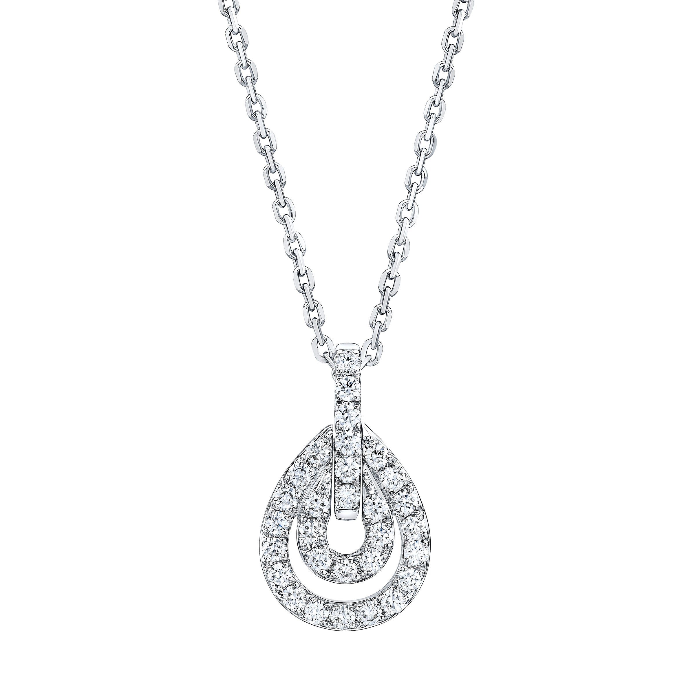 14KT WHITE GOLD VS2 I 0.48CTW ROUND DIAMOND TEARDROP PENDANT
