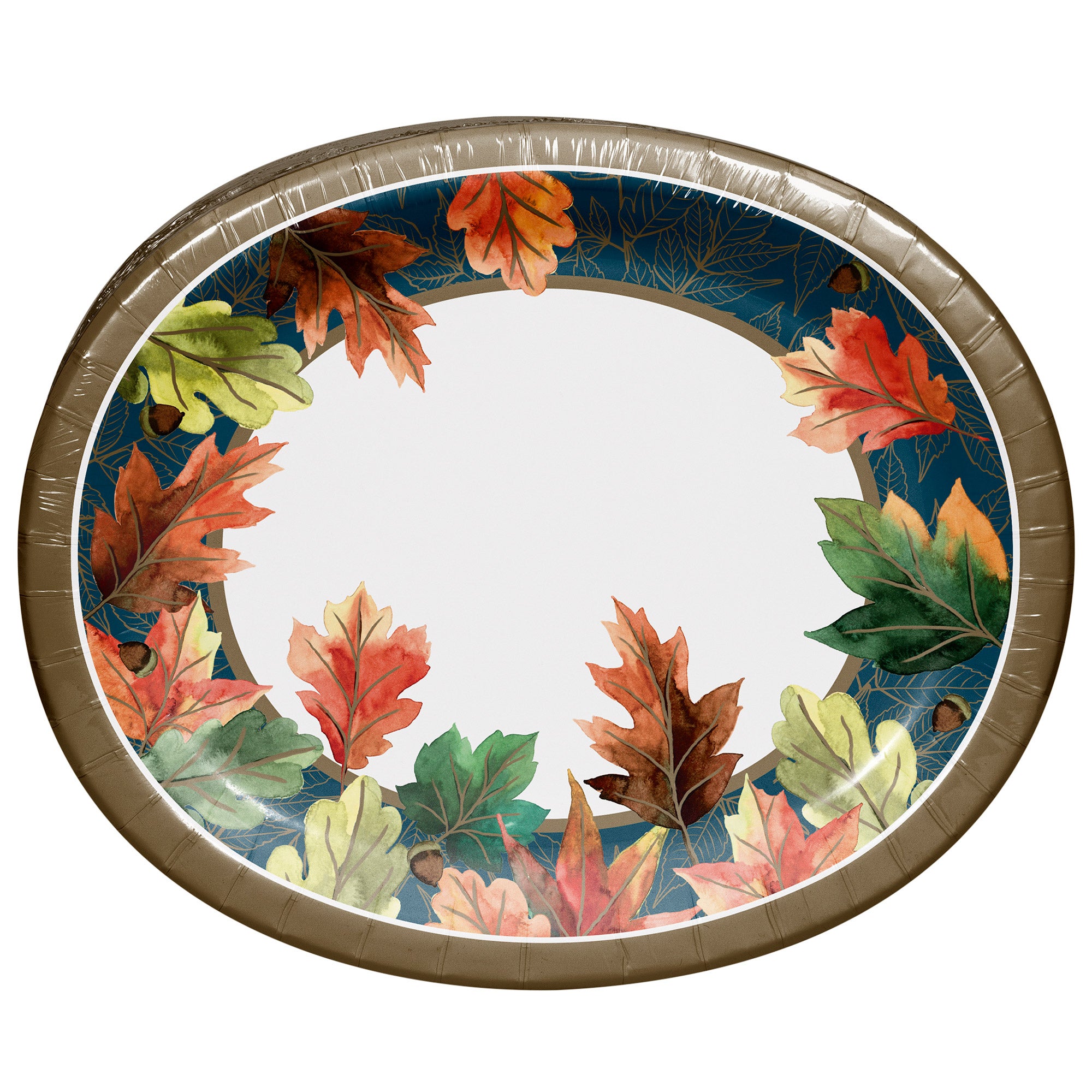 FALL OVAL PLATTER BEAUTIFUL LEAVES 100 COUNTS
