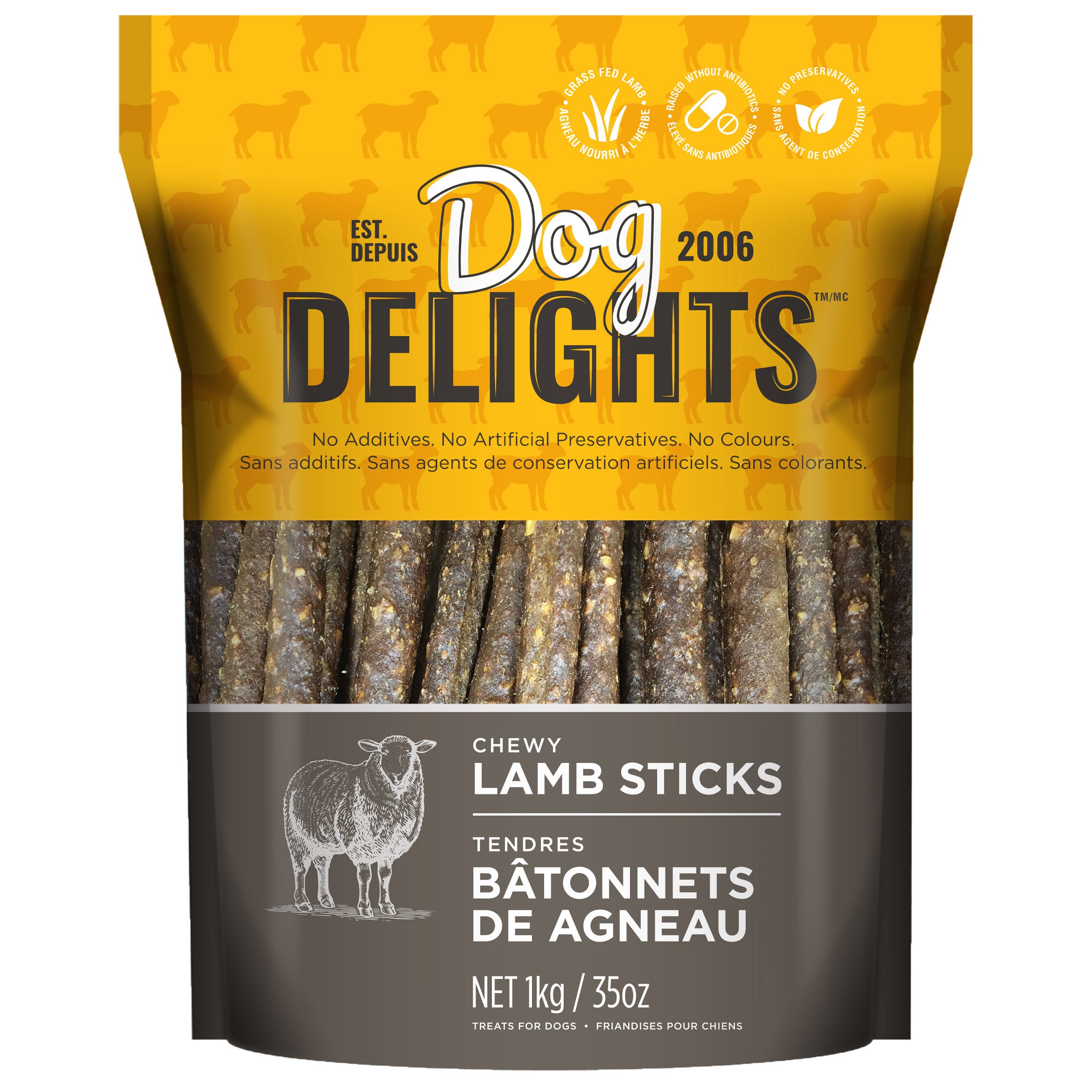 DOG DELIGHTS CHEWY LAMB STICKS 2.2 POUNDS
