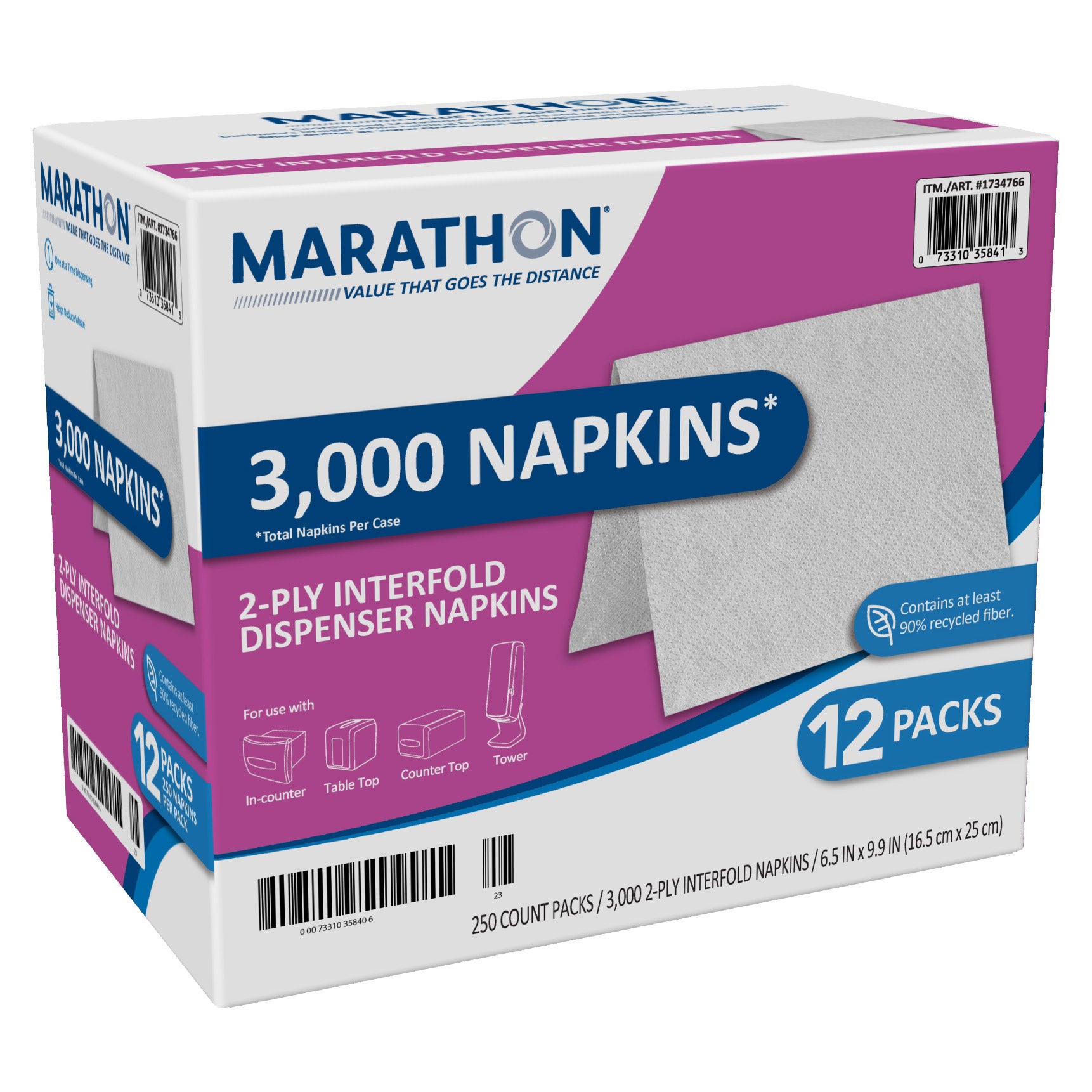 MARATHON 2-PLY DISPENSER NAPKIN INTERFOLD 3000 CT - Image 1