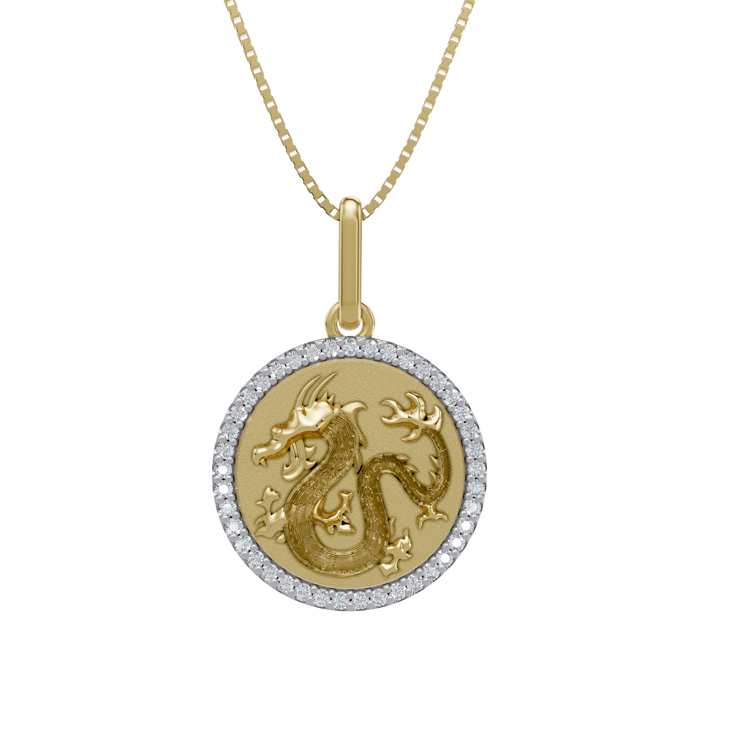 14KT YELLOW GOLD VS2 I 0.20CTW ROUND DIAMOND DRAGON PENDANT - Image 1