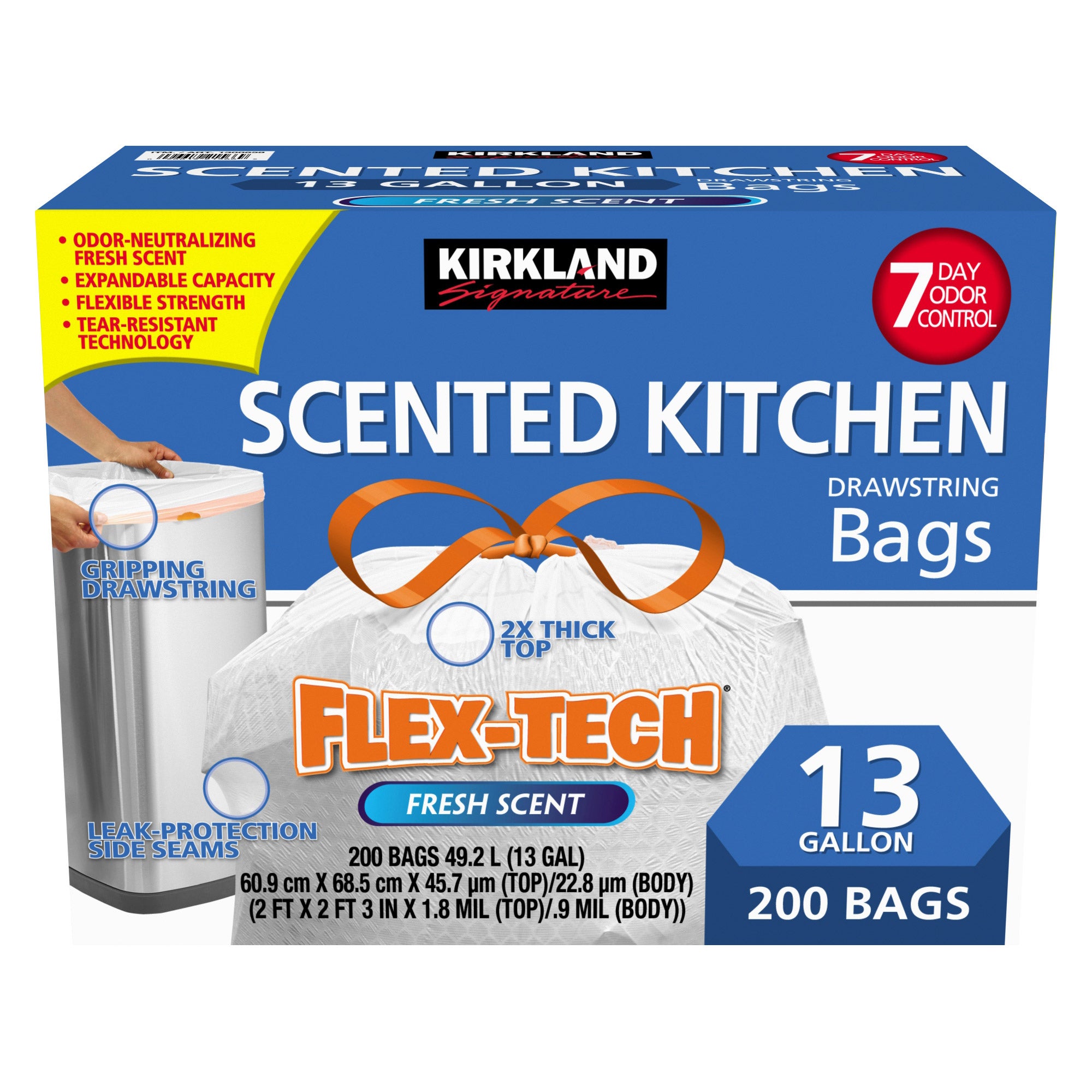 KIRKLAND SIGNATURE SCENTED KITCHEN BAGS 200 CT/13 GAL