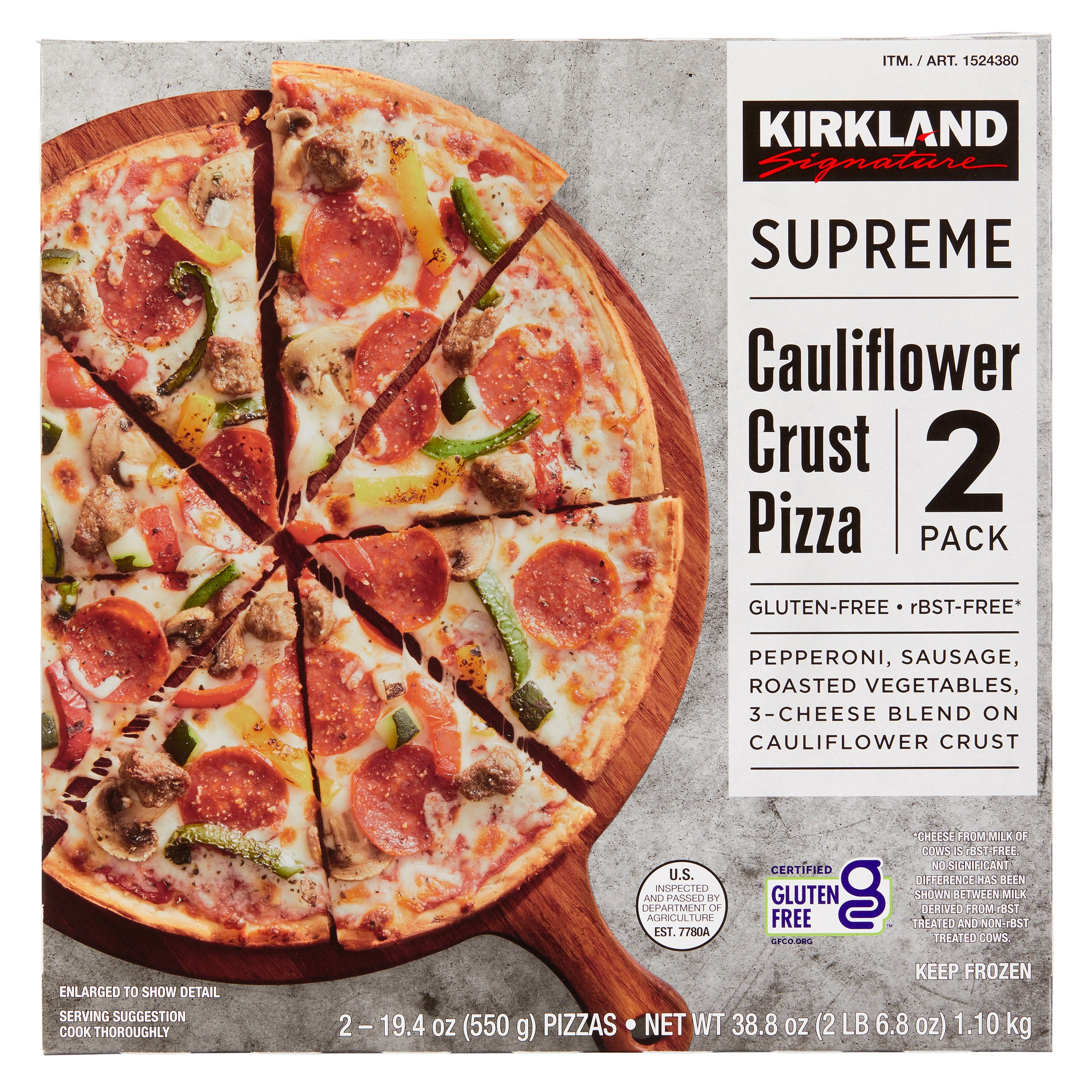 KIRKLAND SIGNATURE SUPREME CAULIFLOWER PIZZA 2/19.4 OZ - Image 1