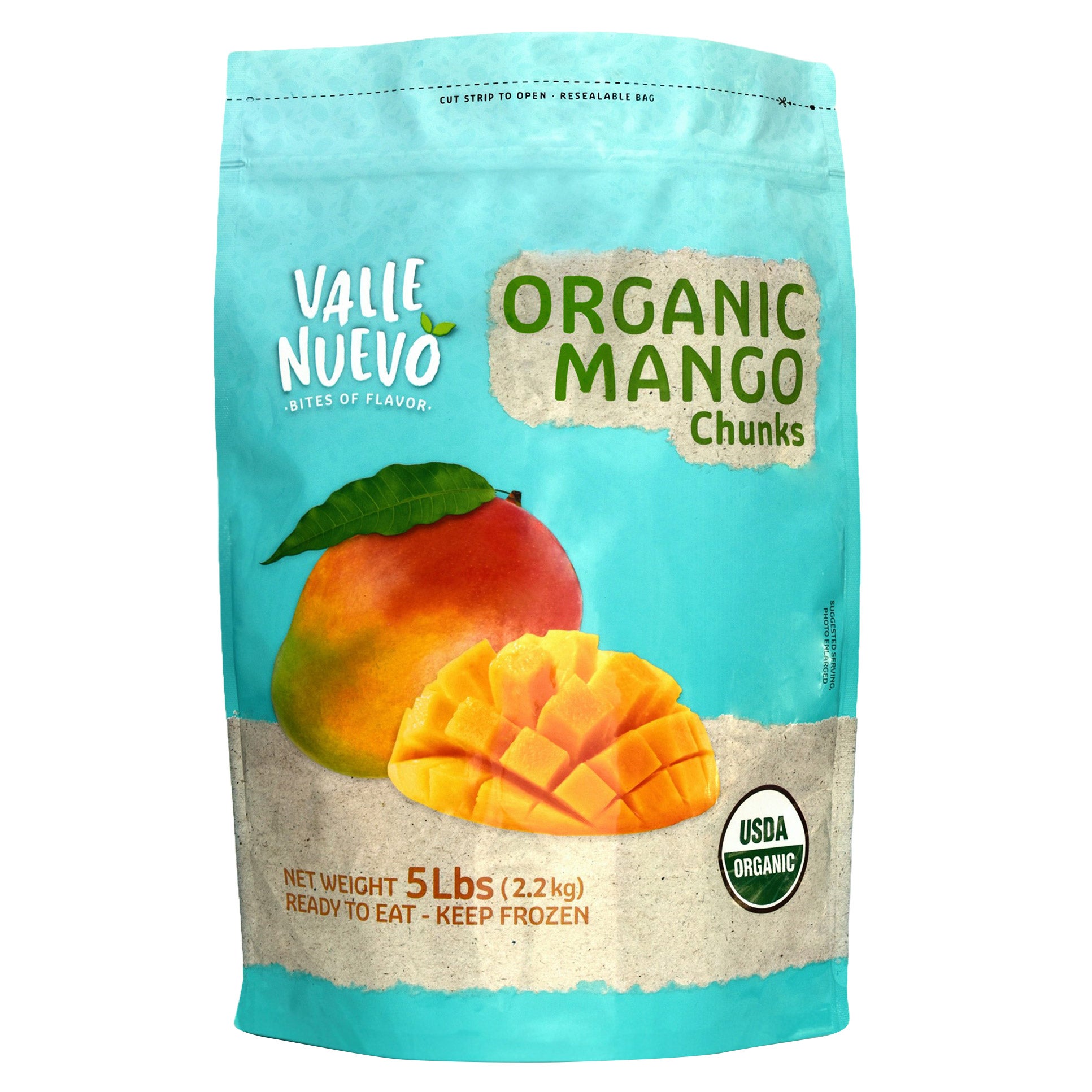 VALLE NUEVO ORGANIC MANGO CHUNKS 5 POUND BAG