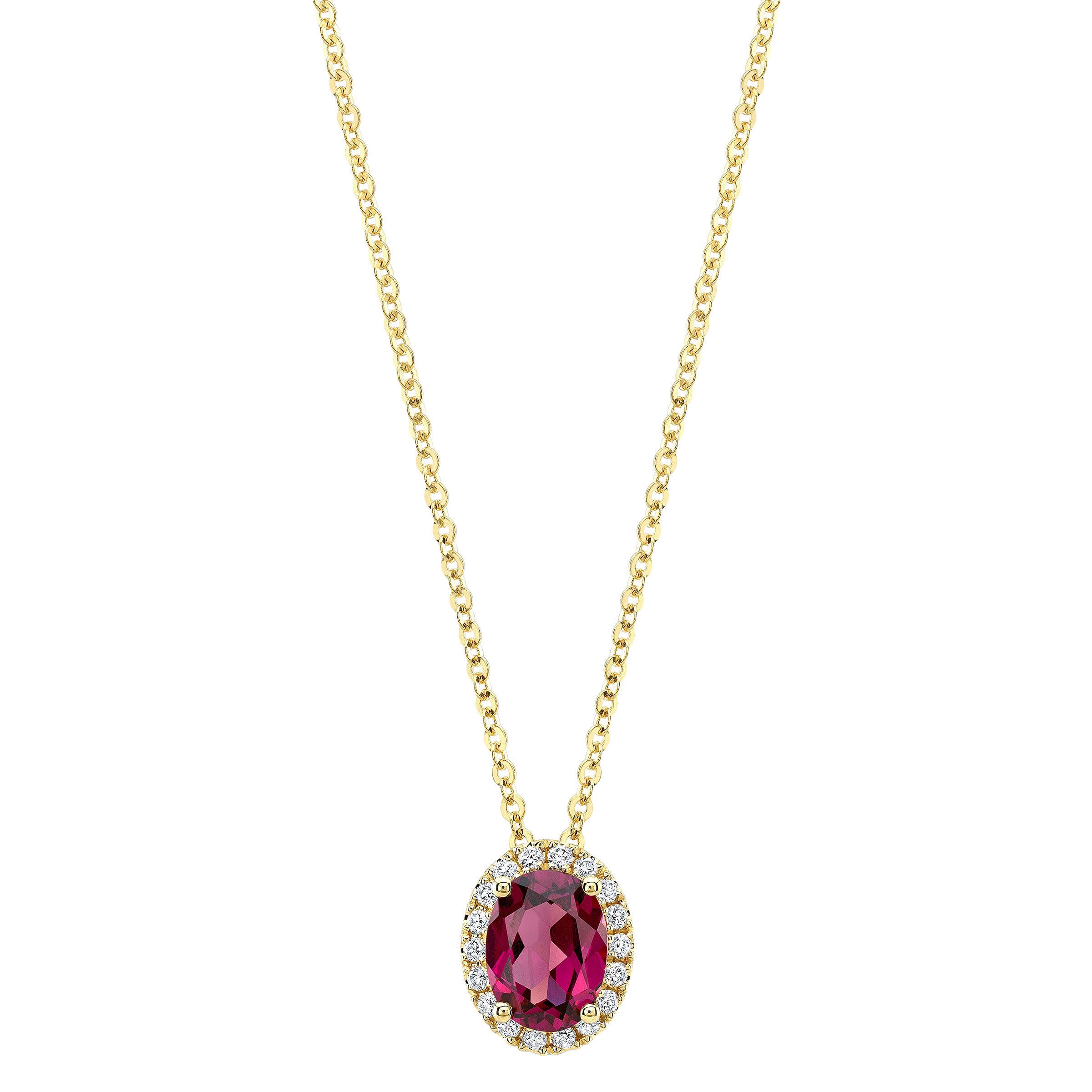14KT YELLOW GOLD .13TW VS2, I DIAMOND AND GARNET PENDANT 18¨