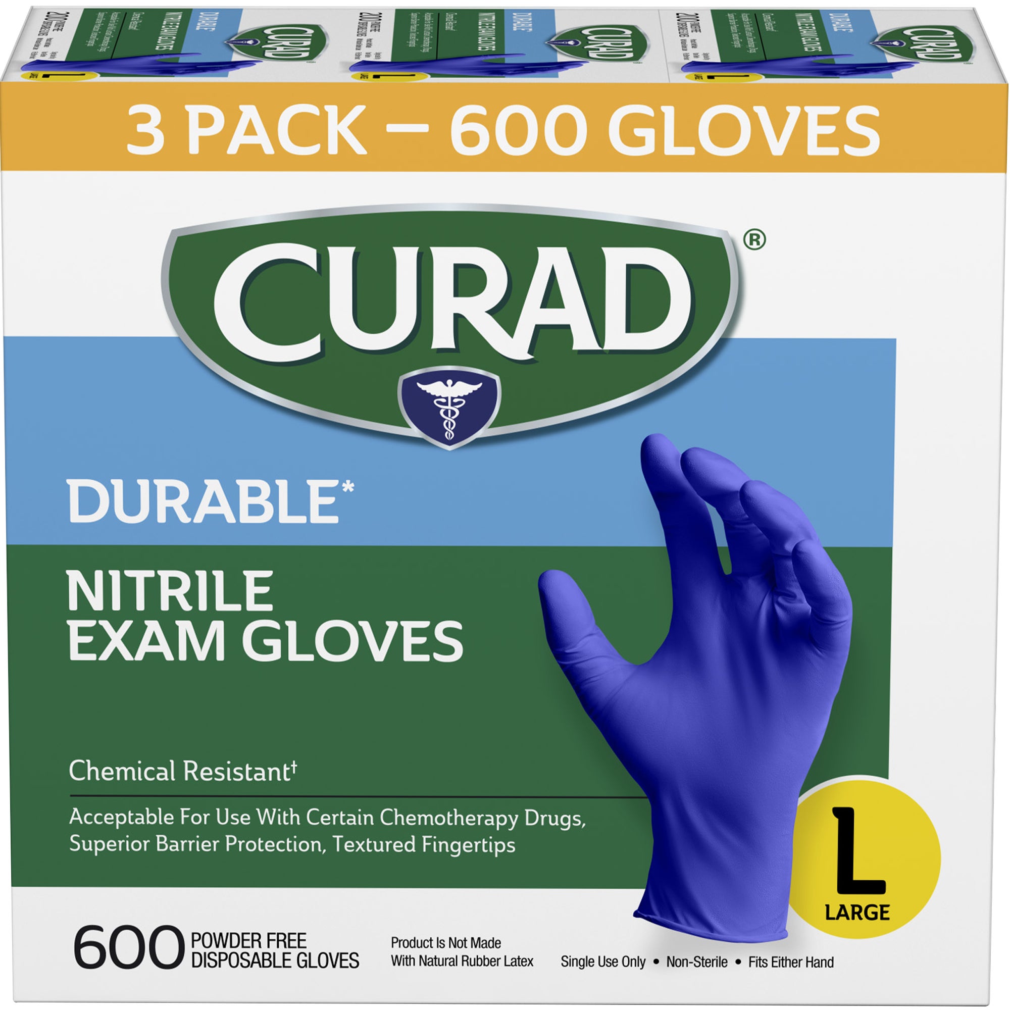 CURAD NITRILE GLOVES LARGE 3/200CT