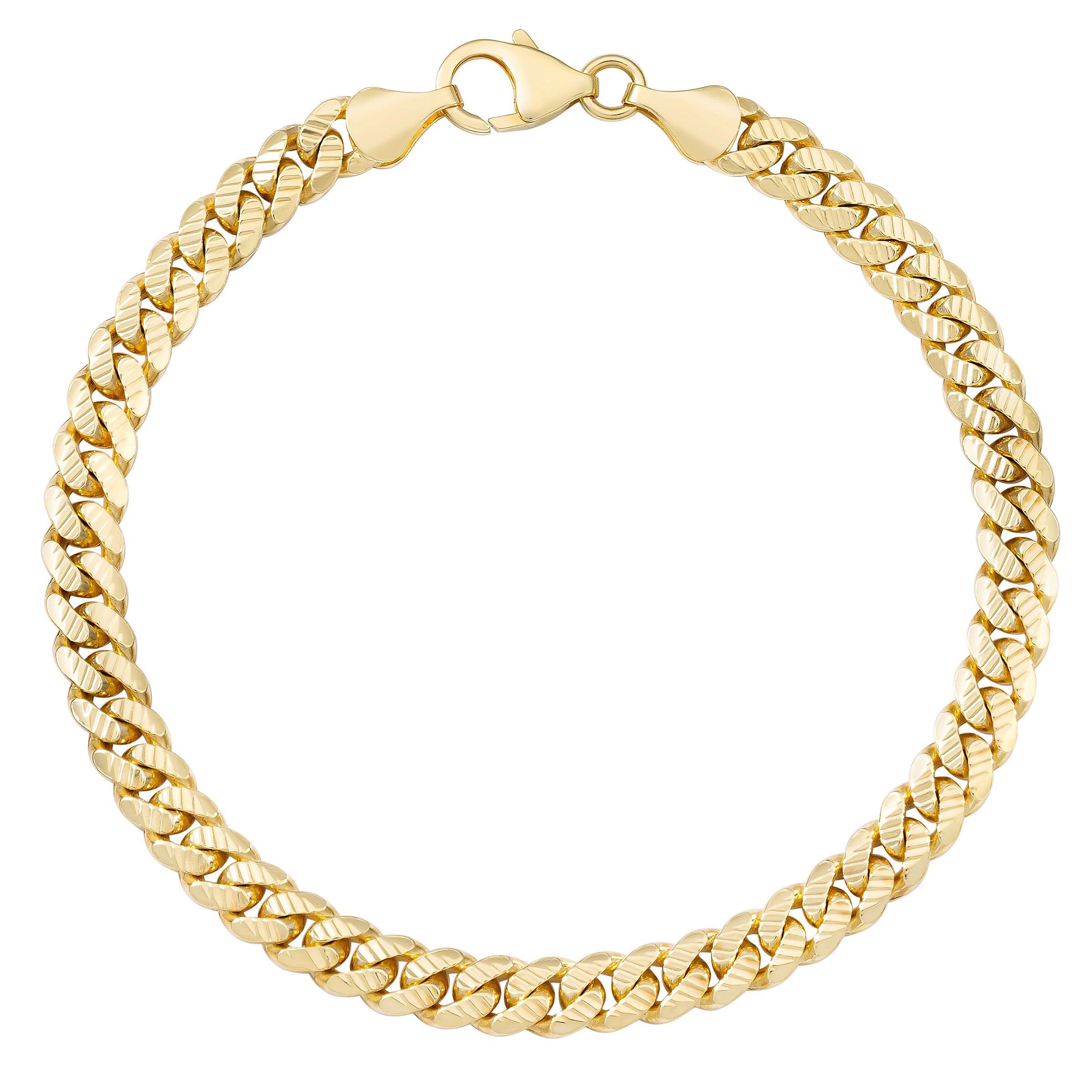 14KT YELLOW GOLD 8.5¨ 2 SIDED CUBAN BRACELET MADE IN ITALY - Image 1