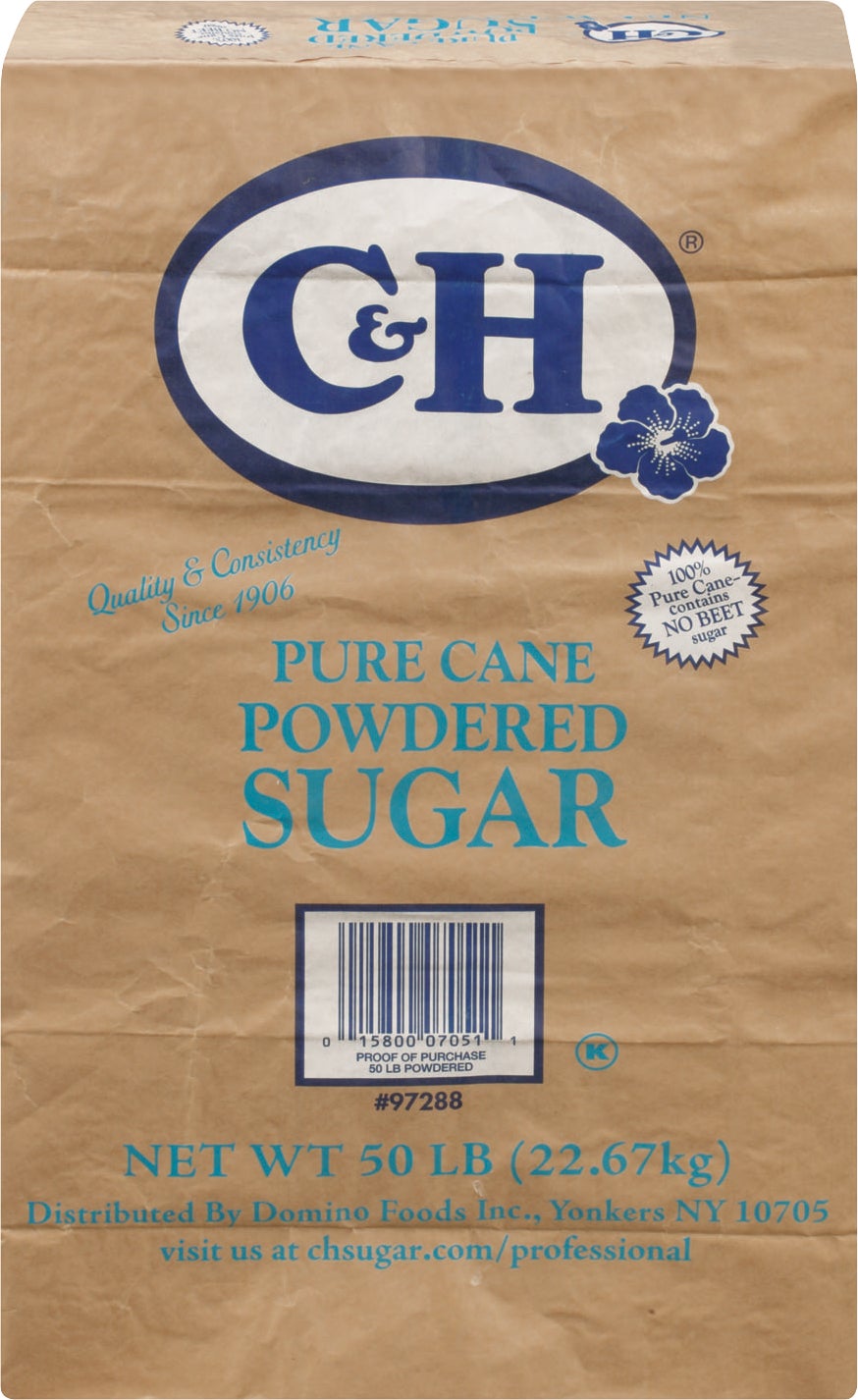 C & H POWDERED SUGAR 50 LB