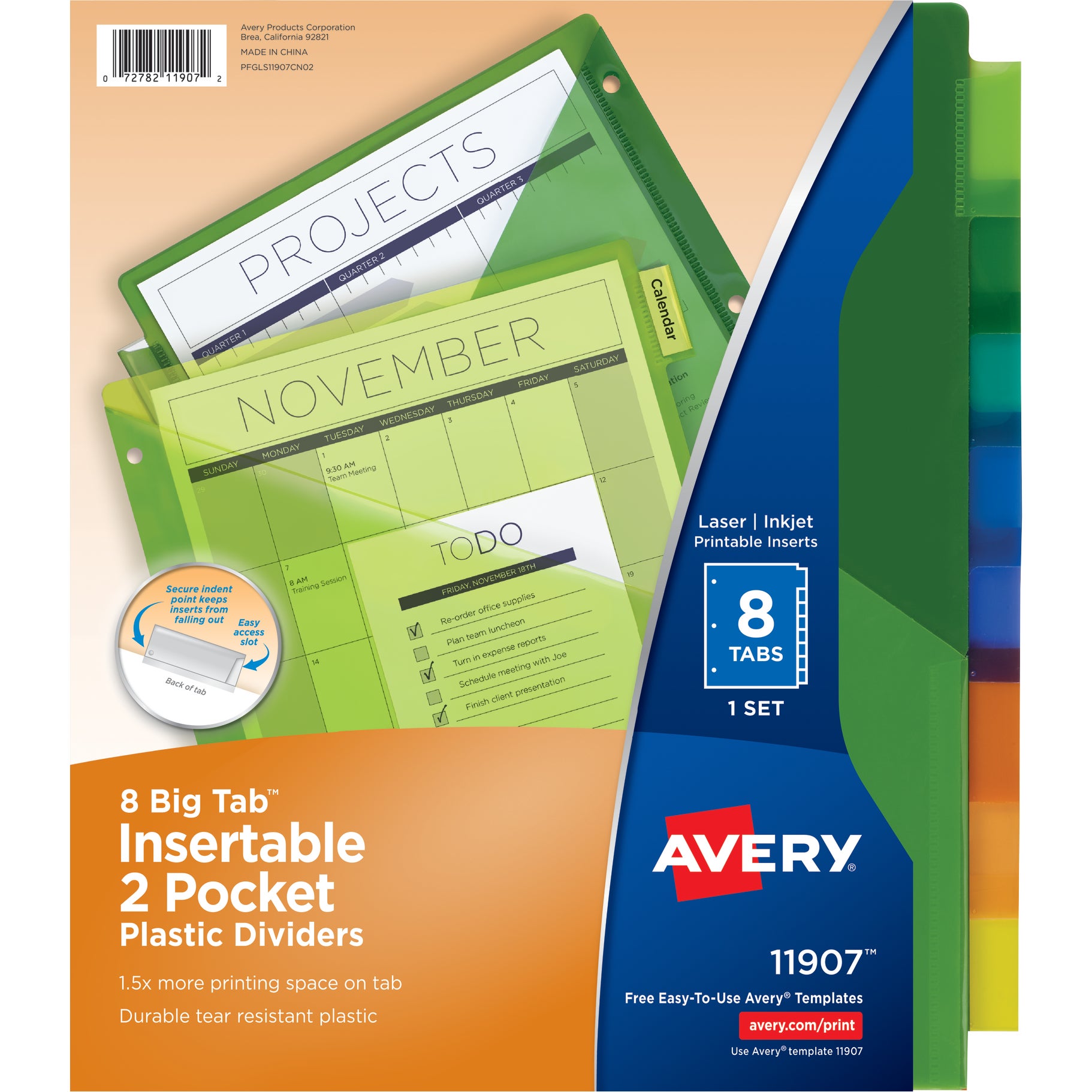 AVERY INSERTABLE 8TAB DIVIDERS - BIG TAB AVE11907KT AST 2CTT - Image 1