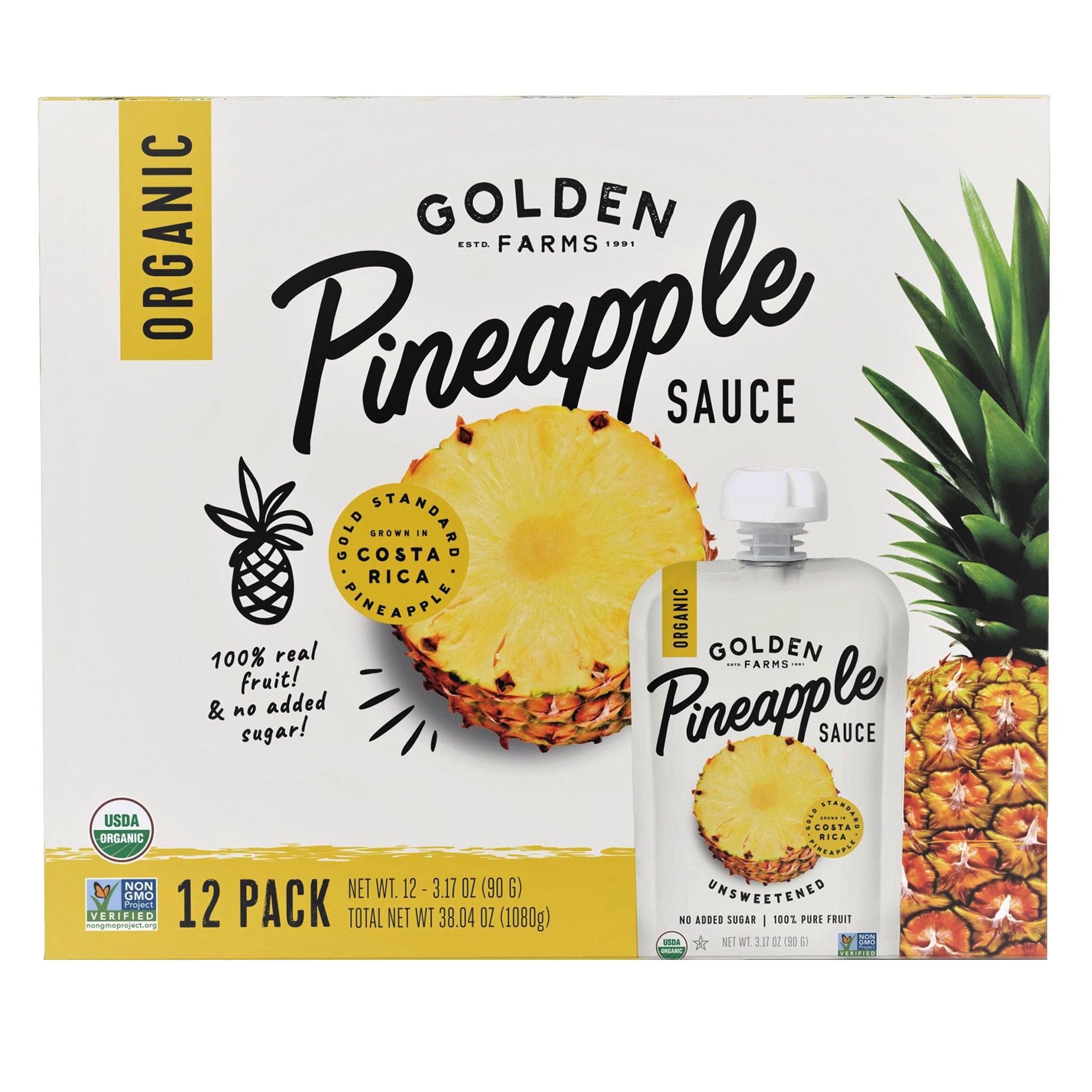 GOLDEN FARMS ORGANIC PINEAPPLE SAUCE 12/3.17 OZ