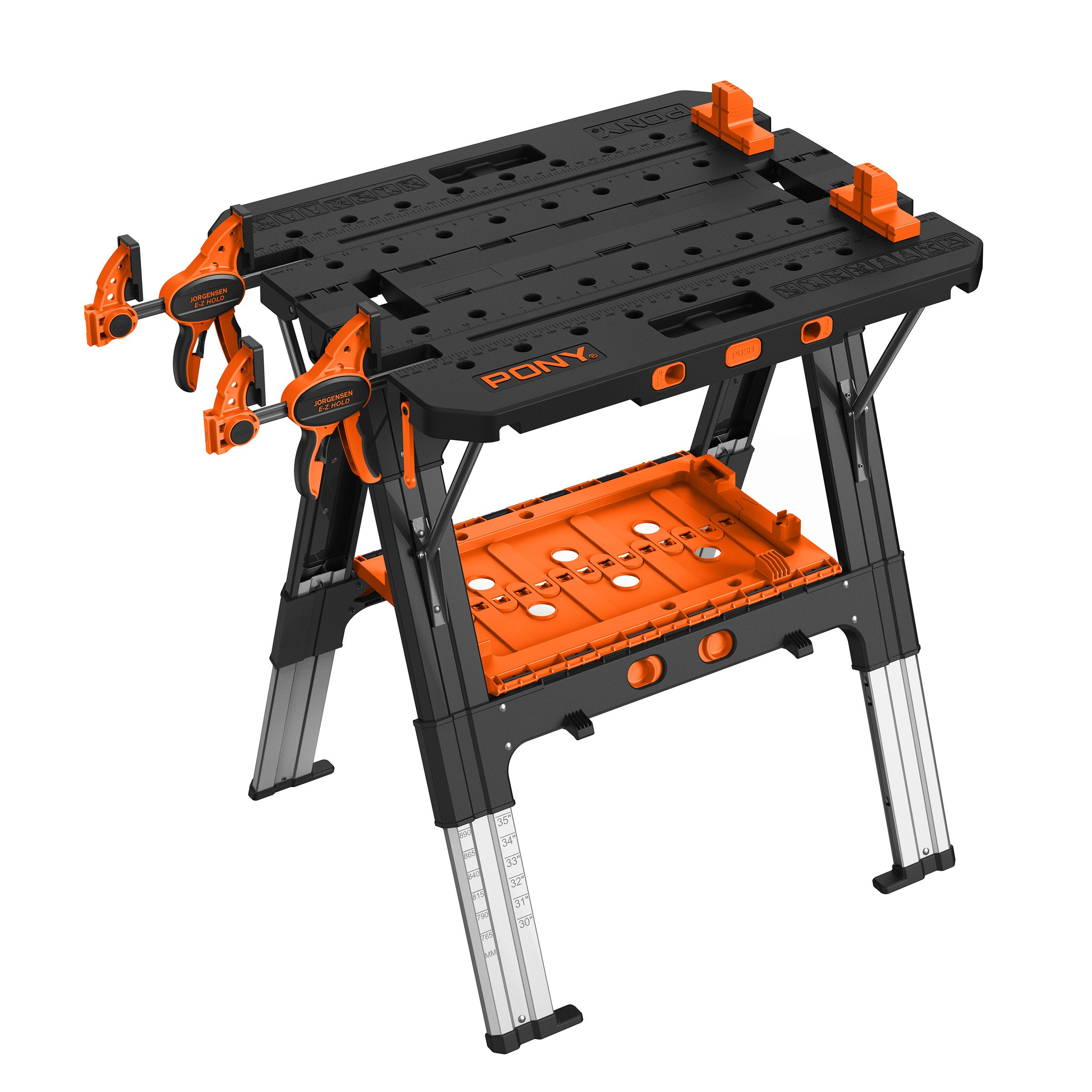 PONY 2-IN-1 HEAVY DUTY FOLDING WORKTABLE SAWHORSE WITH CLAMPS