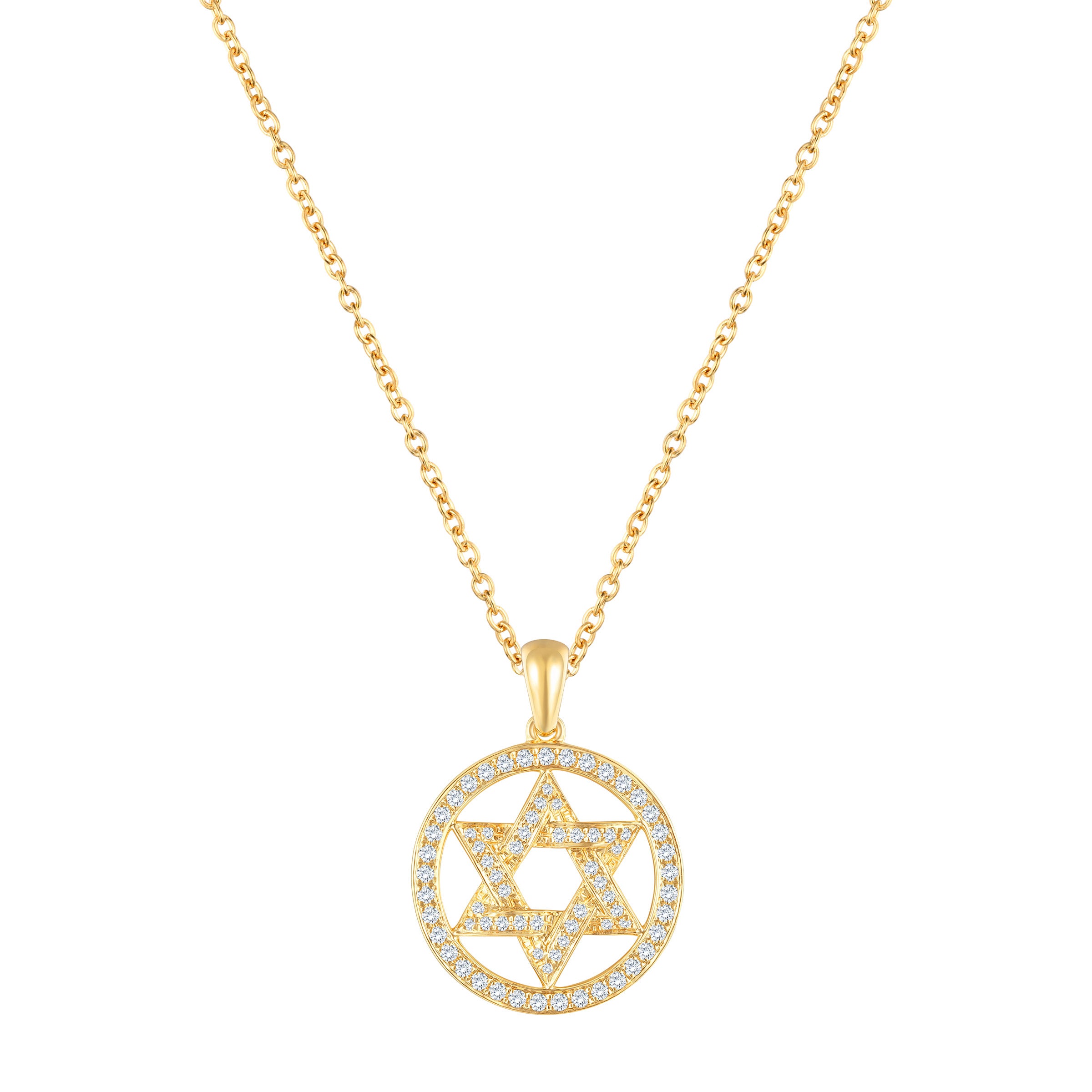 14KT YELLOW GOLD VS2 I .25CTW ROUND DIAMOND STAR OF DAVID PENDANT - Image 1