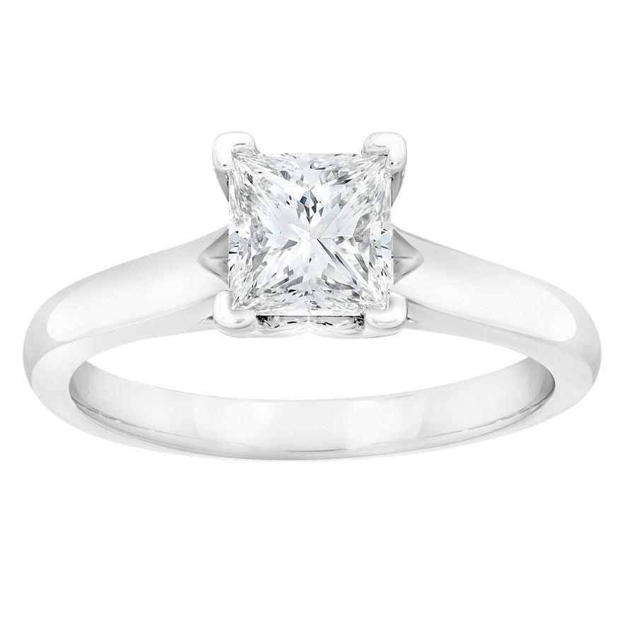 PLATINUM 1.00CT VS2 I PRINCESS CUT DIAMOND SOLITAIRE RING - Image 1