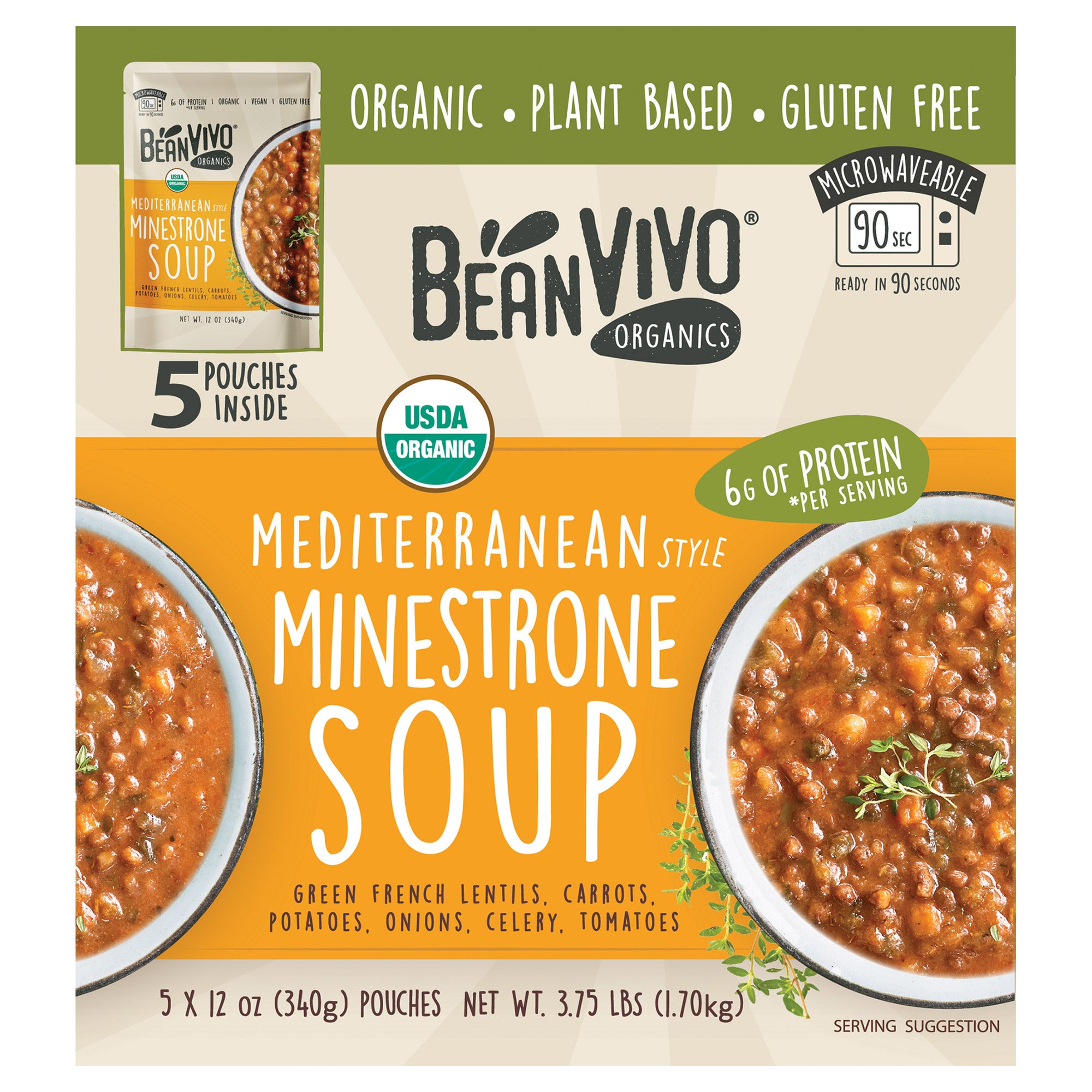 BEANVIVO ORGANIC MINESTRONE SOUP 5/12OZ - Image 1