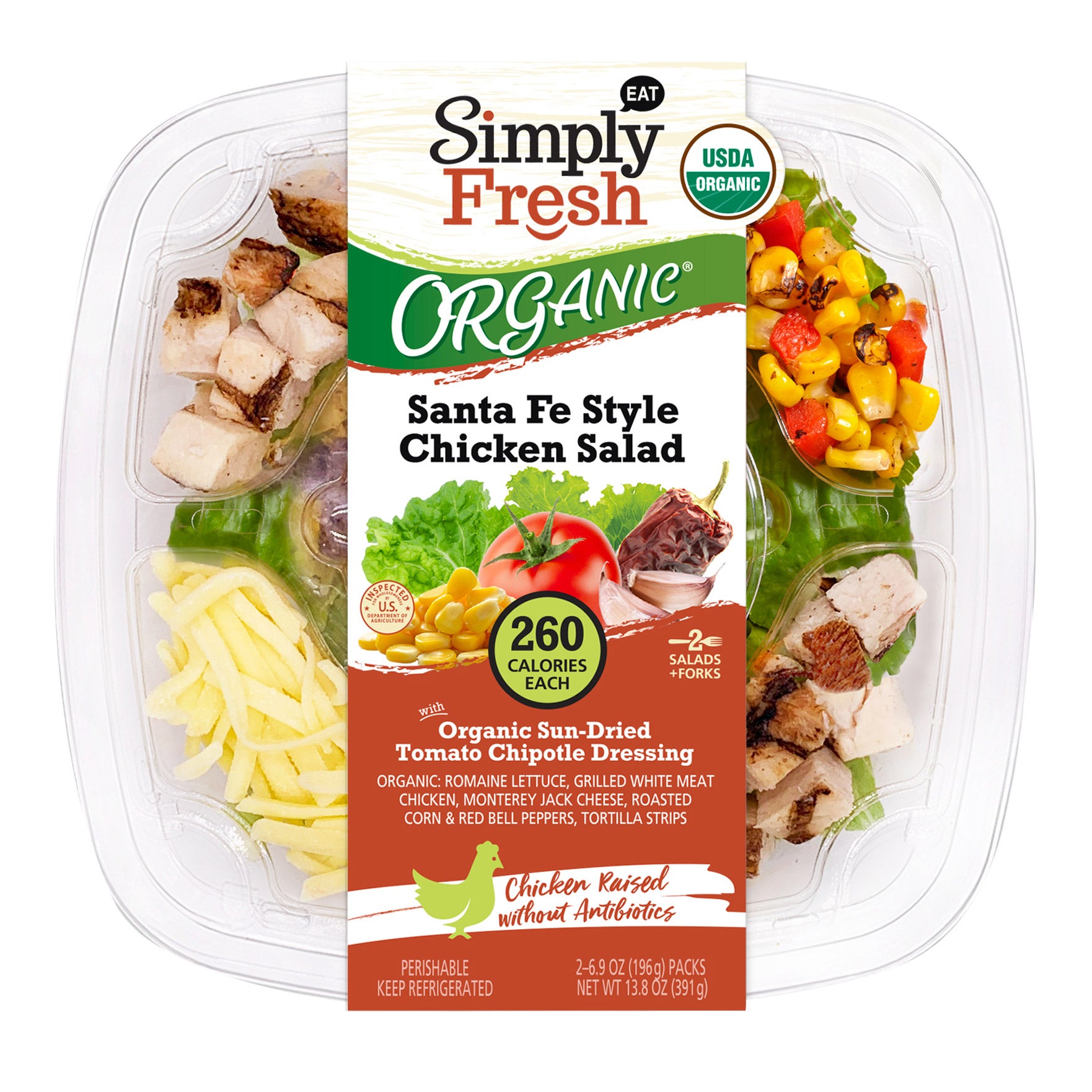 SIMPLY FRESH ORGANIC CHICKEN SANTA FE SALAD 2/6.9 OZ