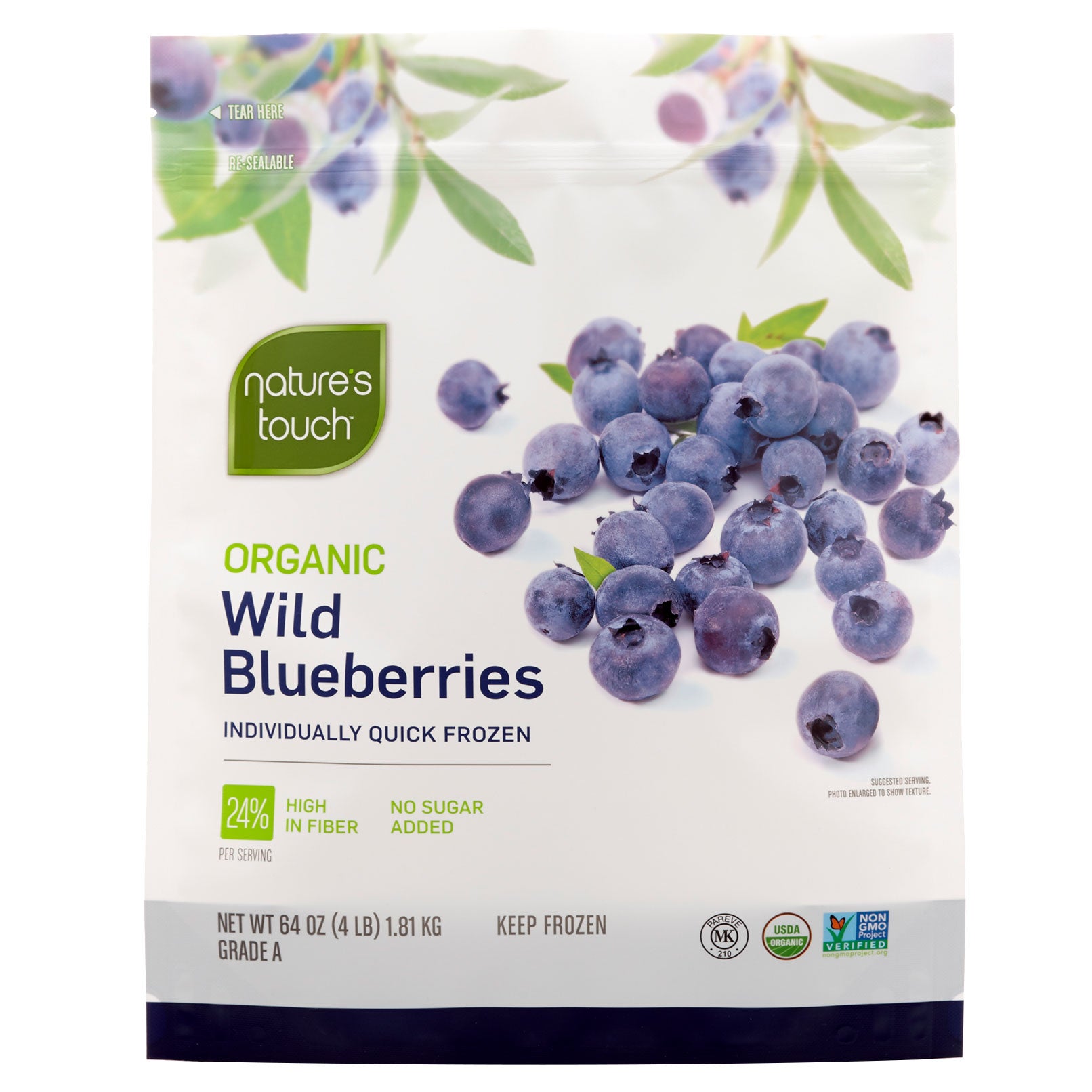 ORGANIC NATURE'S TOUCH WILD BLUEBERRIES 4 POUNDS