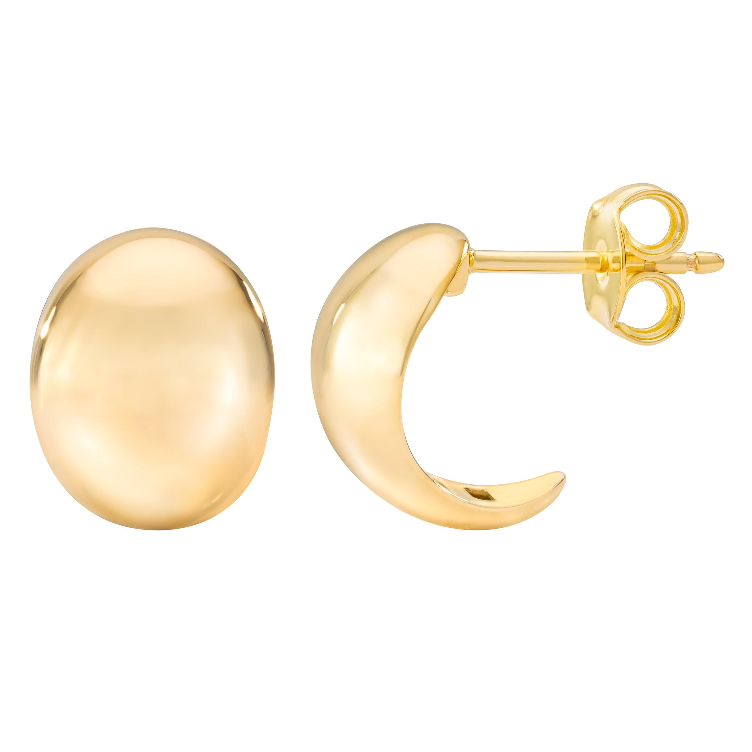 14KT YELLOW GOLD HALF HOOP EARRINGS - Image 1