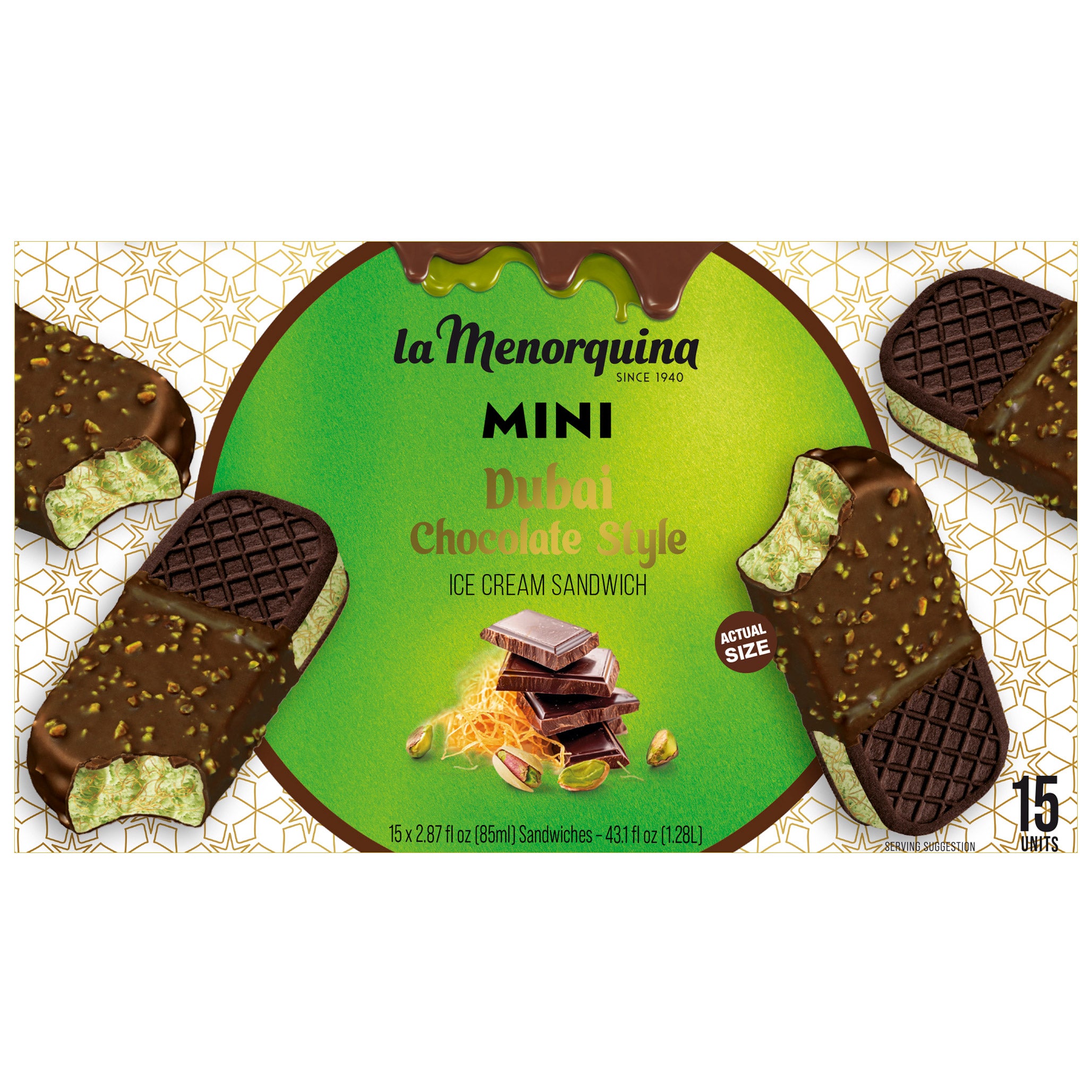 LA MENORQUINA MINI DUBAI CHOC STYLE SANDWICH 15CT