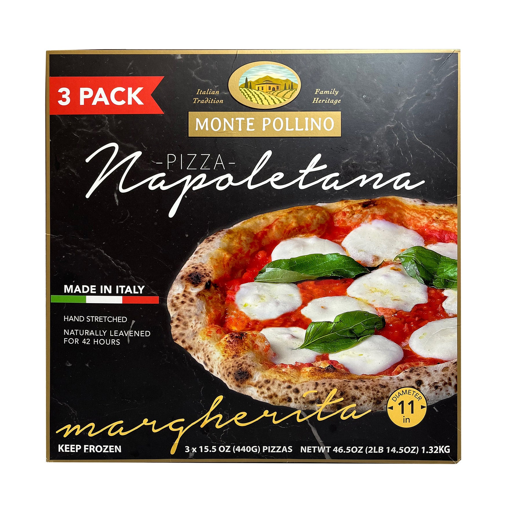 MONTE POLLINO PIZZA NAPOLETANA MARGHERITA 3 COUNT 45 OUNCES - Image 1