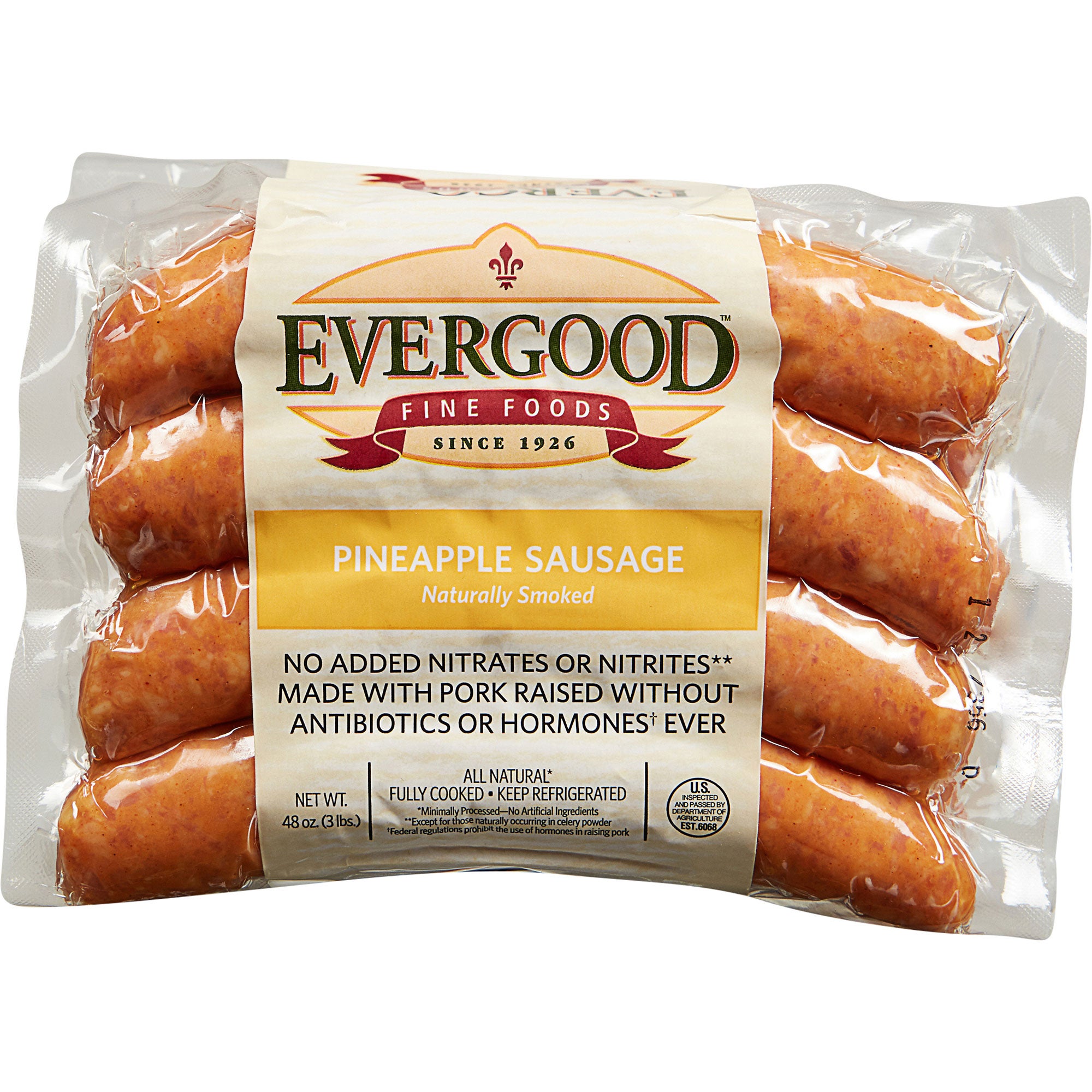 EVERGOOD PINEAPPLE PORK SAUSAGE 3 POUNDS