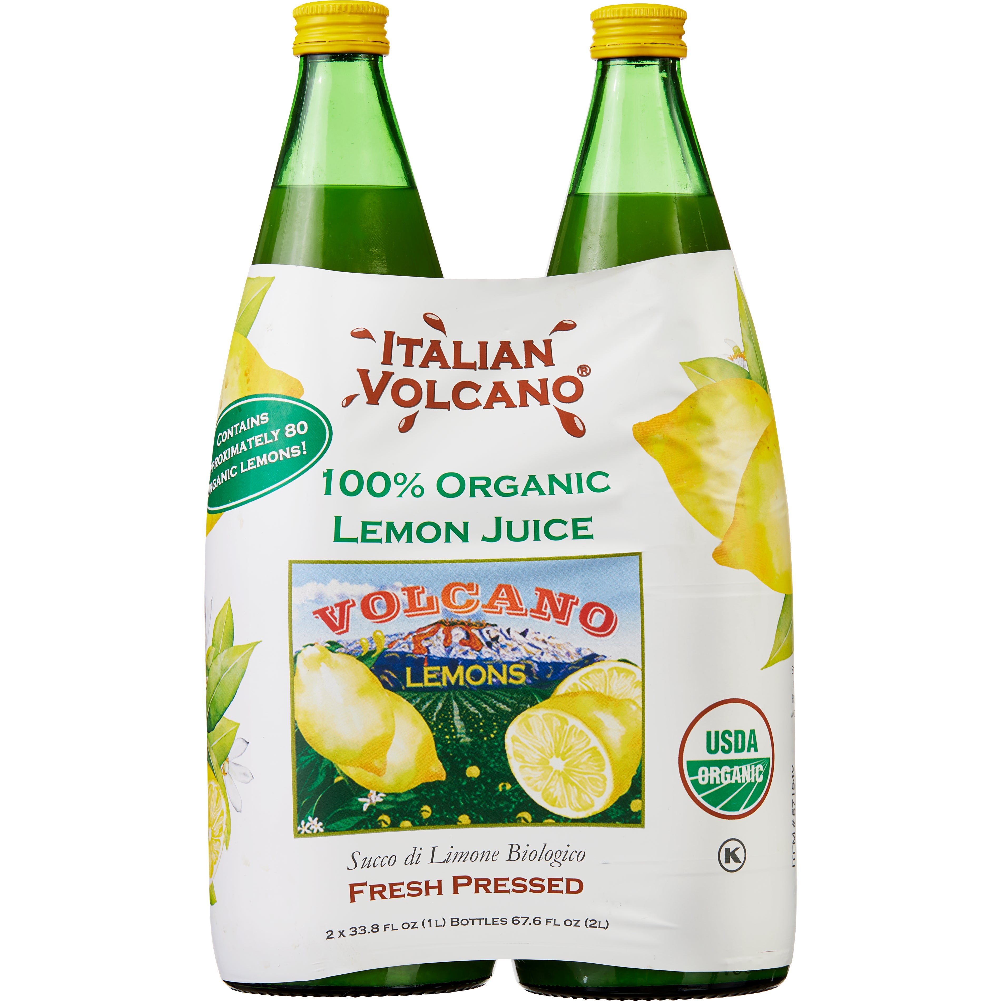 ITALIAN VOLCANO ORG 100% LEMON JUICE 2/1 LITER - Image 1
