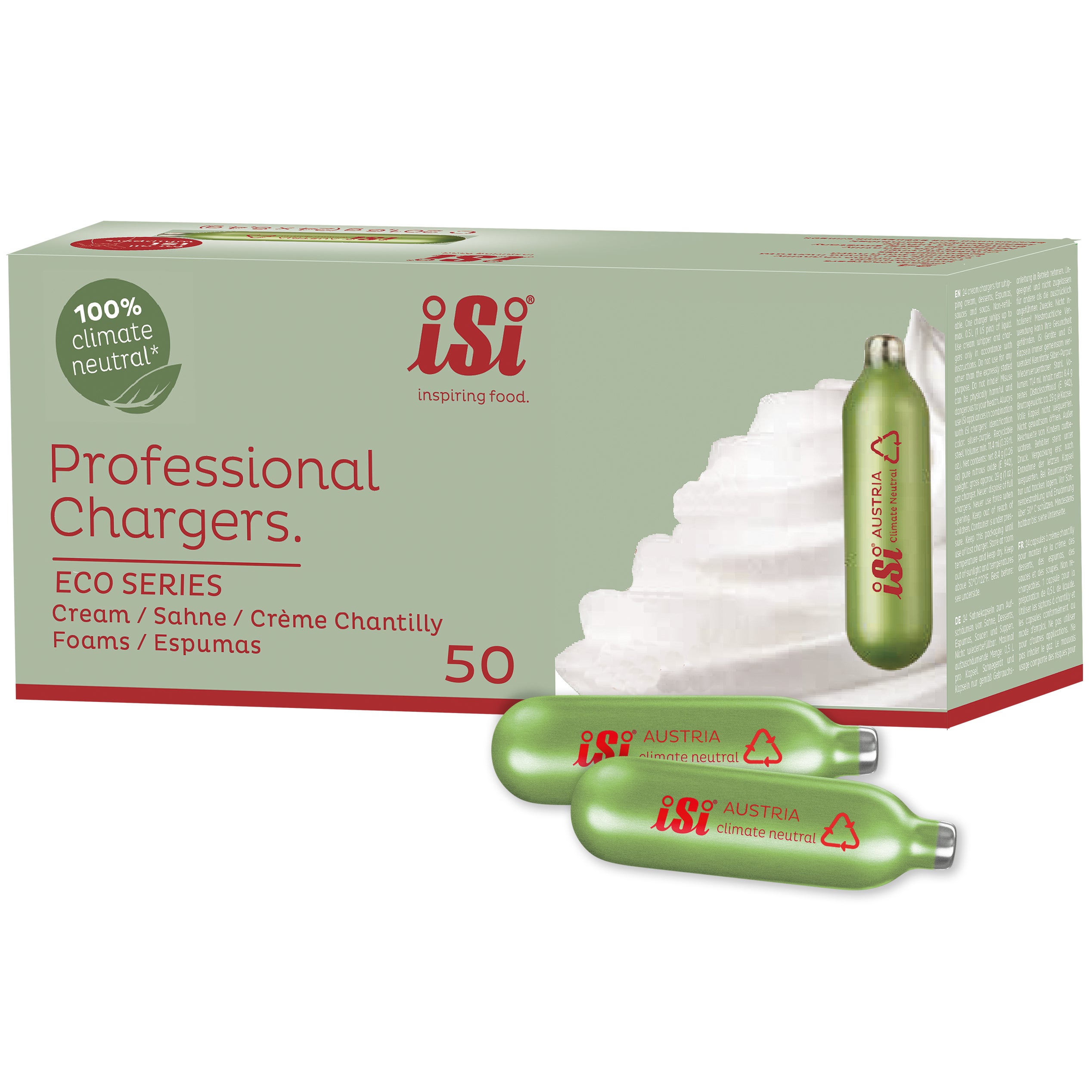 ISI NORTH AMERICA ECO PROFESSIONAL CREAM CHARGERS 50CT (N2O) - Image 1