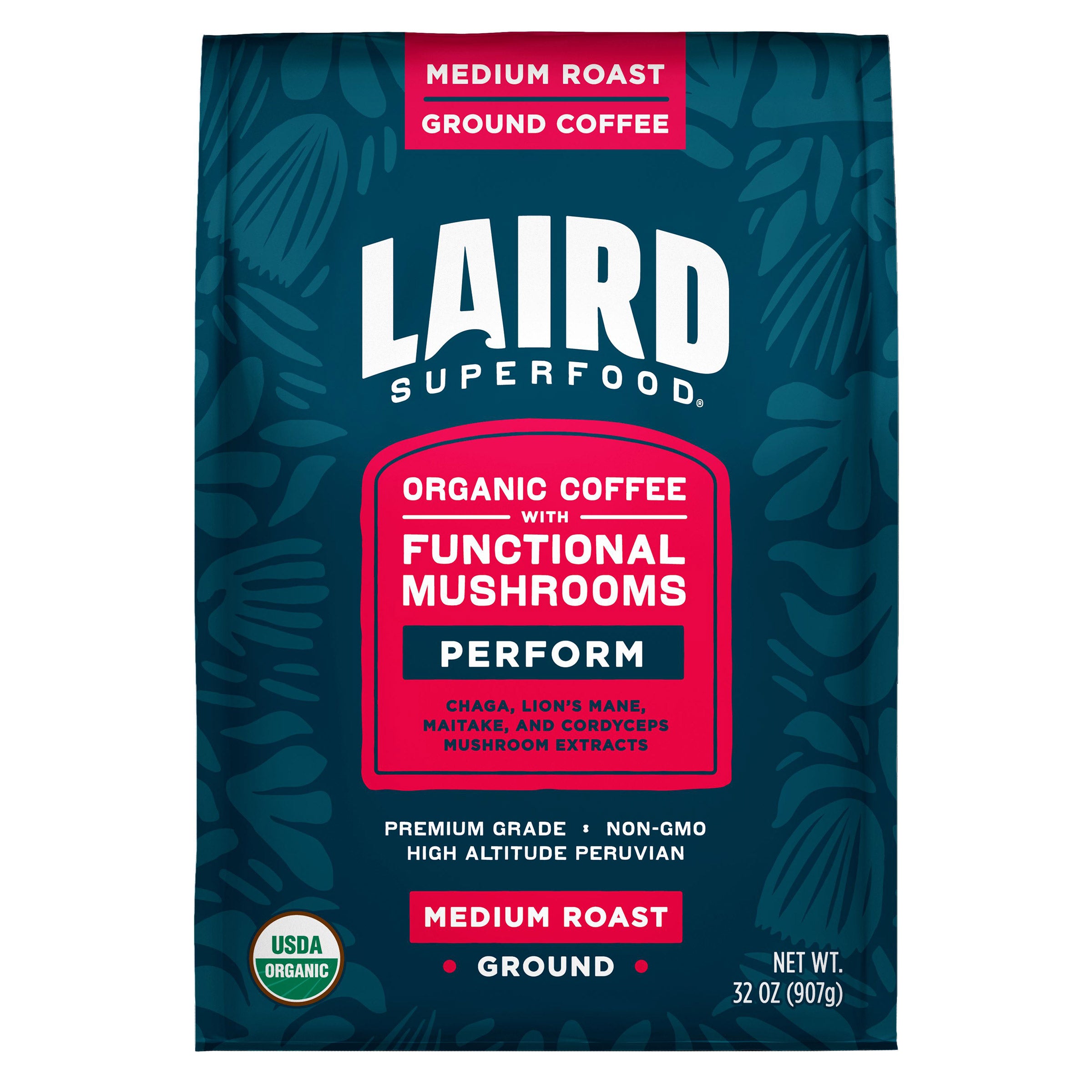 LAIRD SUPERFOOD ORGANIC GROUND COFFEE W/MUSHROOM 32 OZ