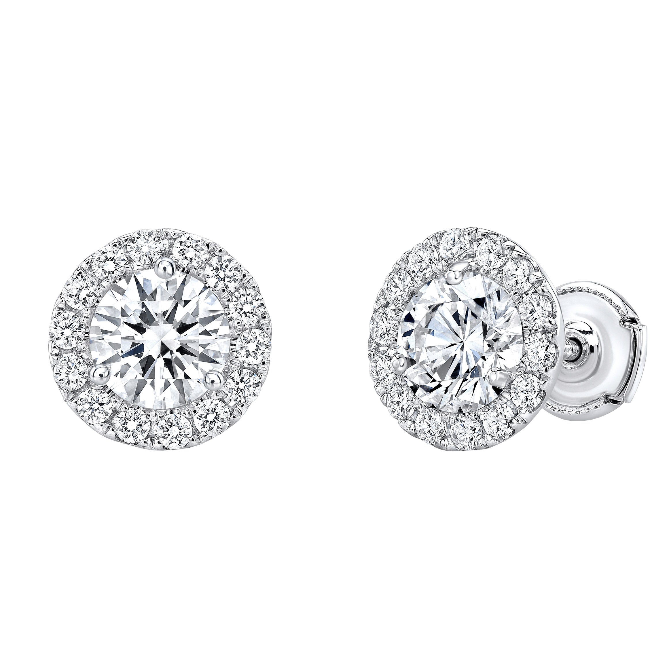 PLATINUM VS2 I 2.50CTW ROUND DIAMOND HALO EARRINGS (1.0CTR) - Image 1