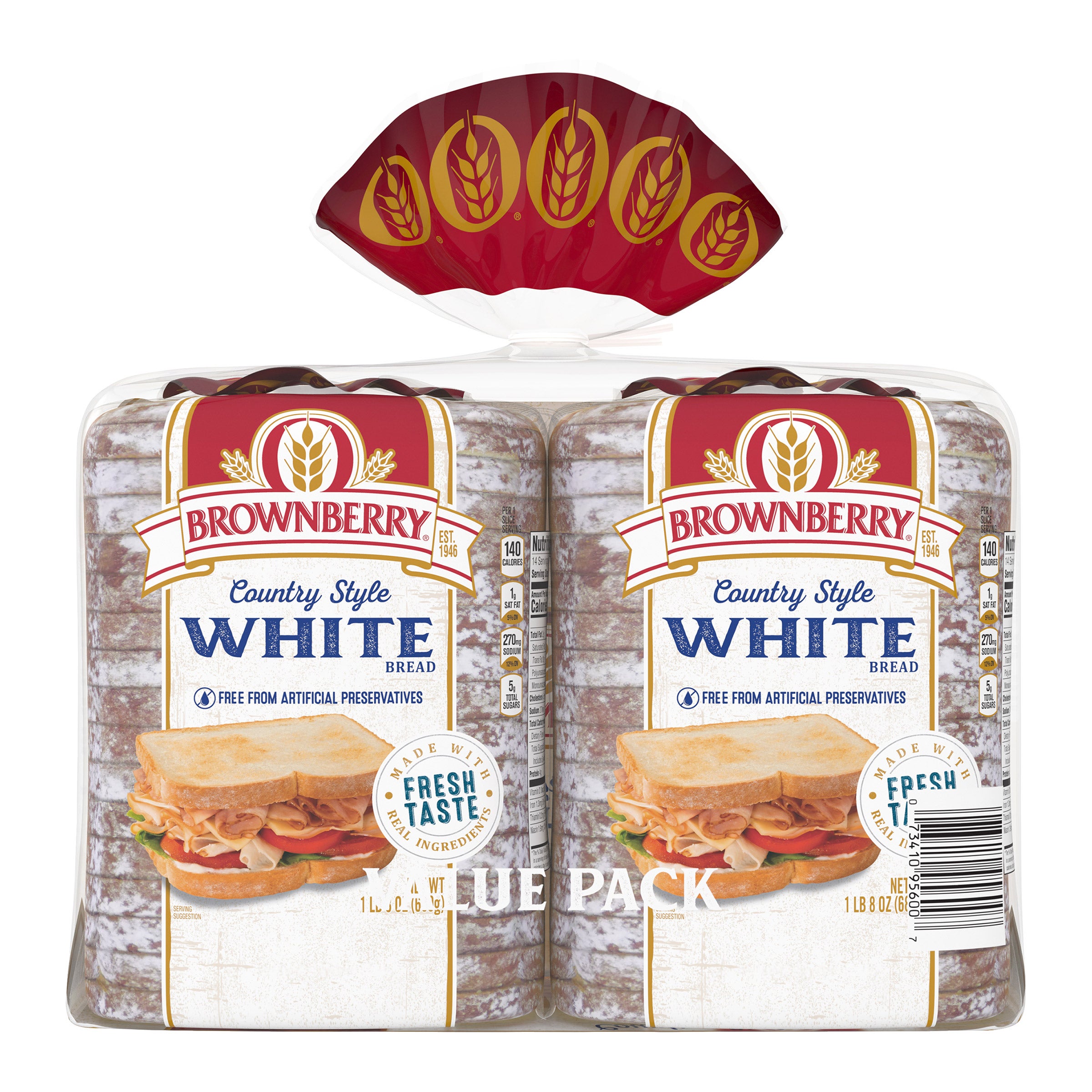 BROWNBERRY COUNTRY WHITE BREAD 2/24 OUNCE LOAVES