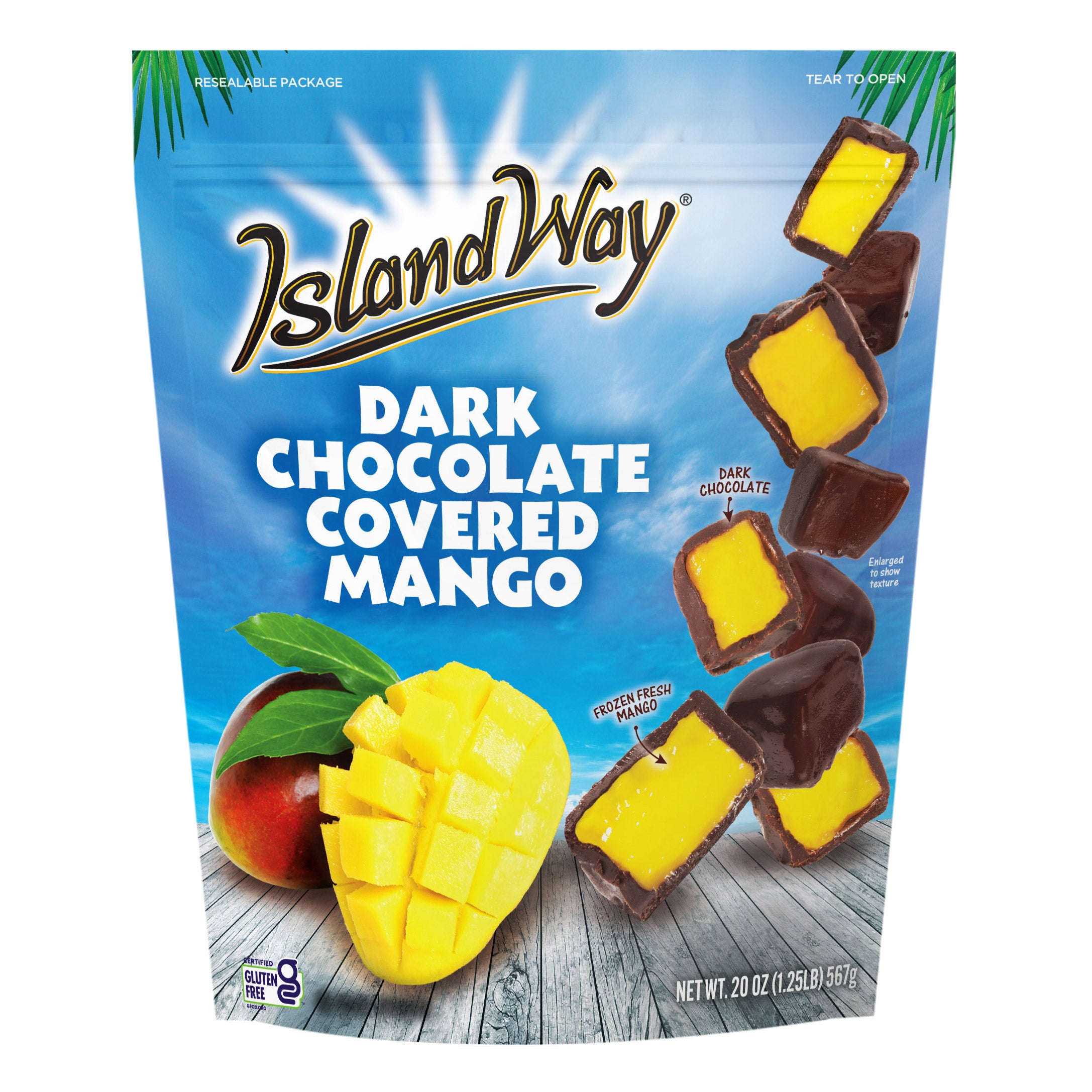 ISLAND WAY DARK CHOCOLATE COVERED MANGOES 20 OZ - Image 1
