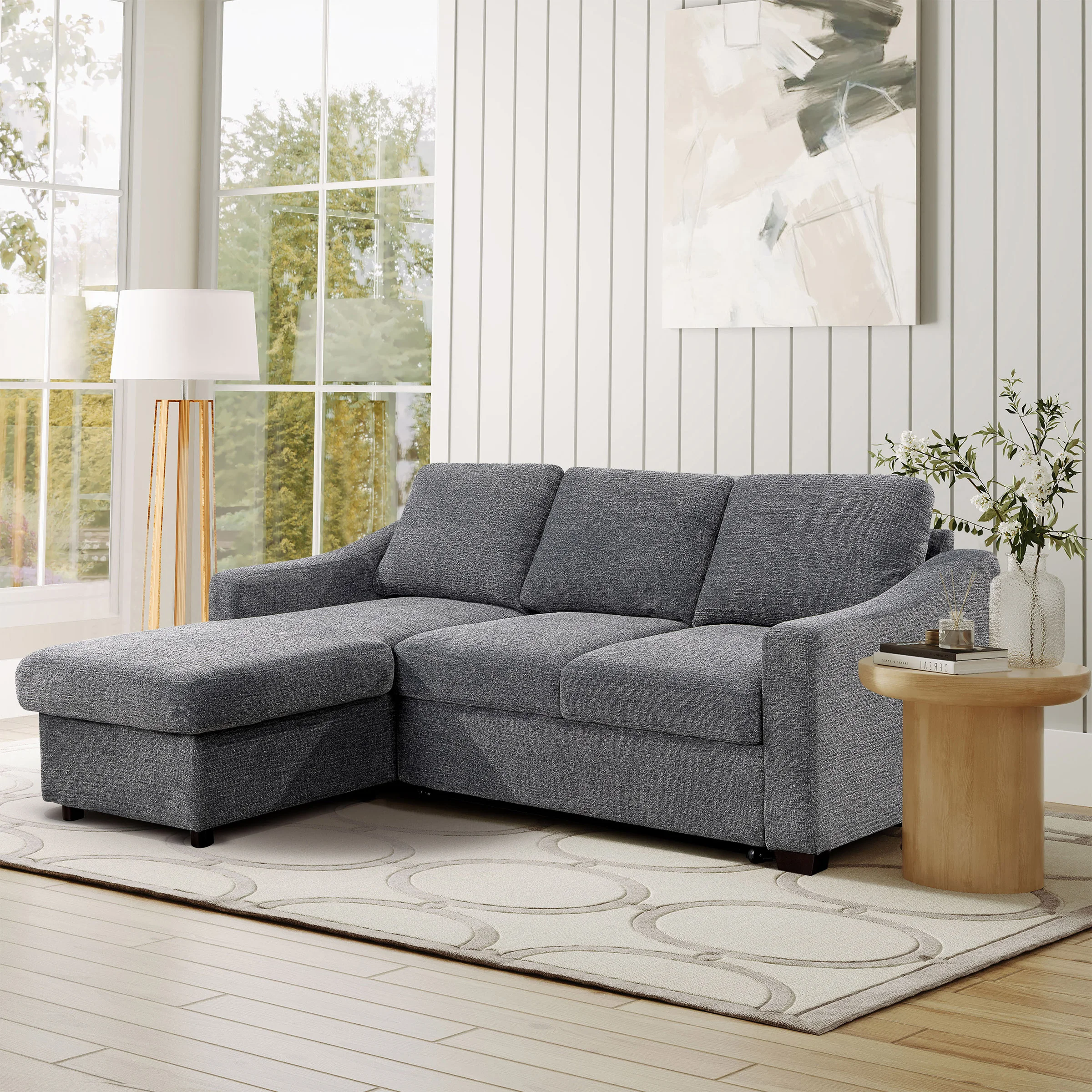 CODDLE ARIA FABRIC SLEEPER SOFA WITH REVERSIBLE CHAISE