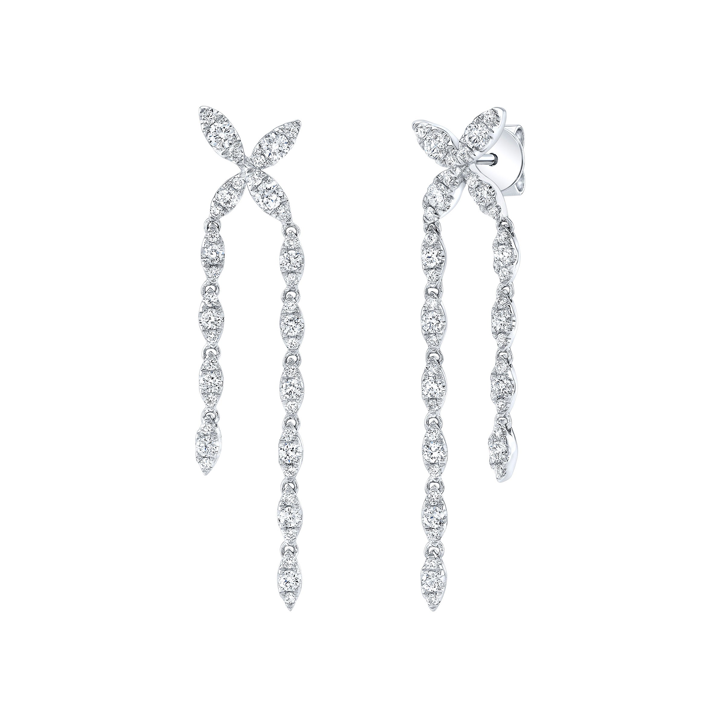 18KT WHITE GOLD VS2 I 1.19CTW ROUND DIAMOND DROP EARRINGS
