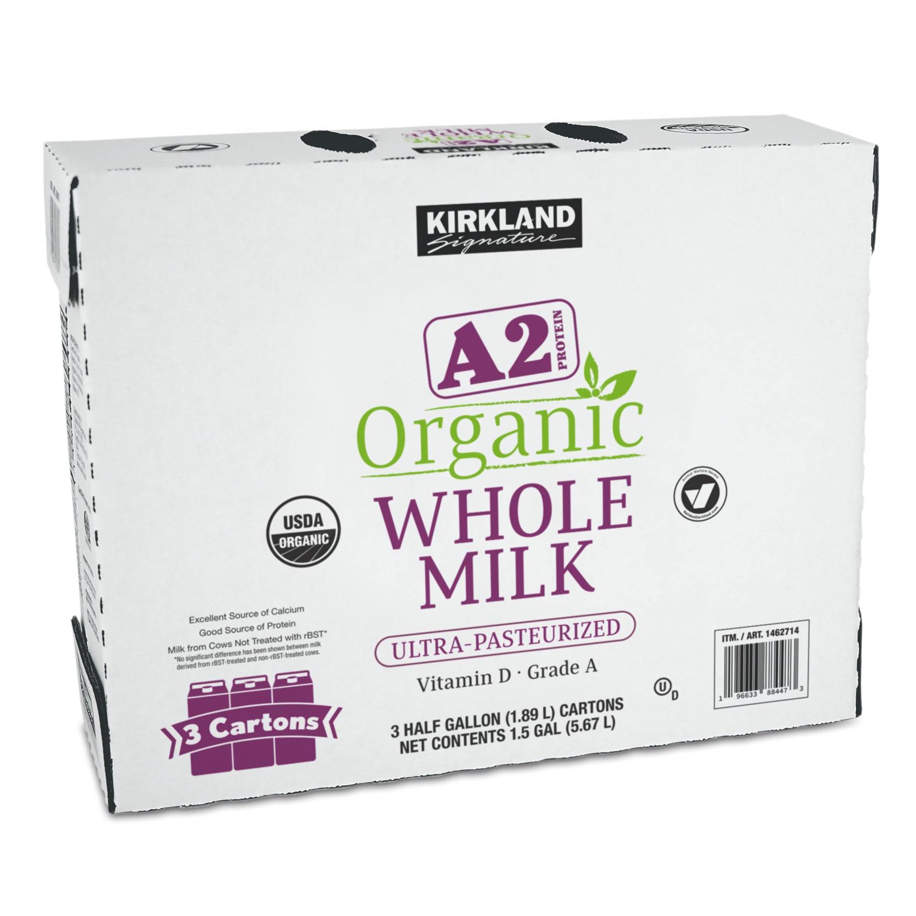KIRKLAND SIGNATURE ORGANIC A2 PROTEIN WHOLE MILK 3/64 OUNCE