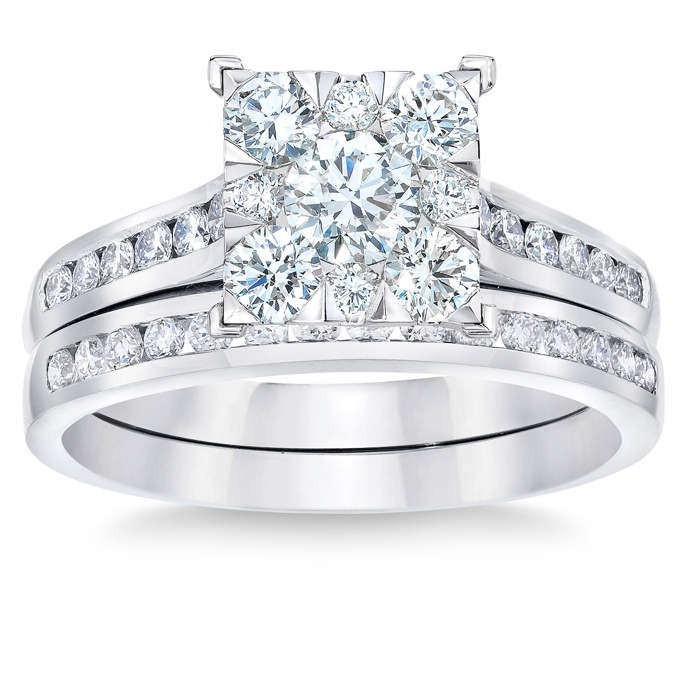 14KT WHITE GOLD VS2 I 1.10CTW ROUND DIAMOND RING SET (0.30CTR)