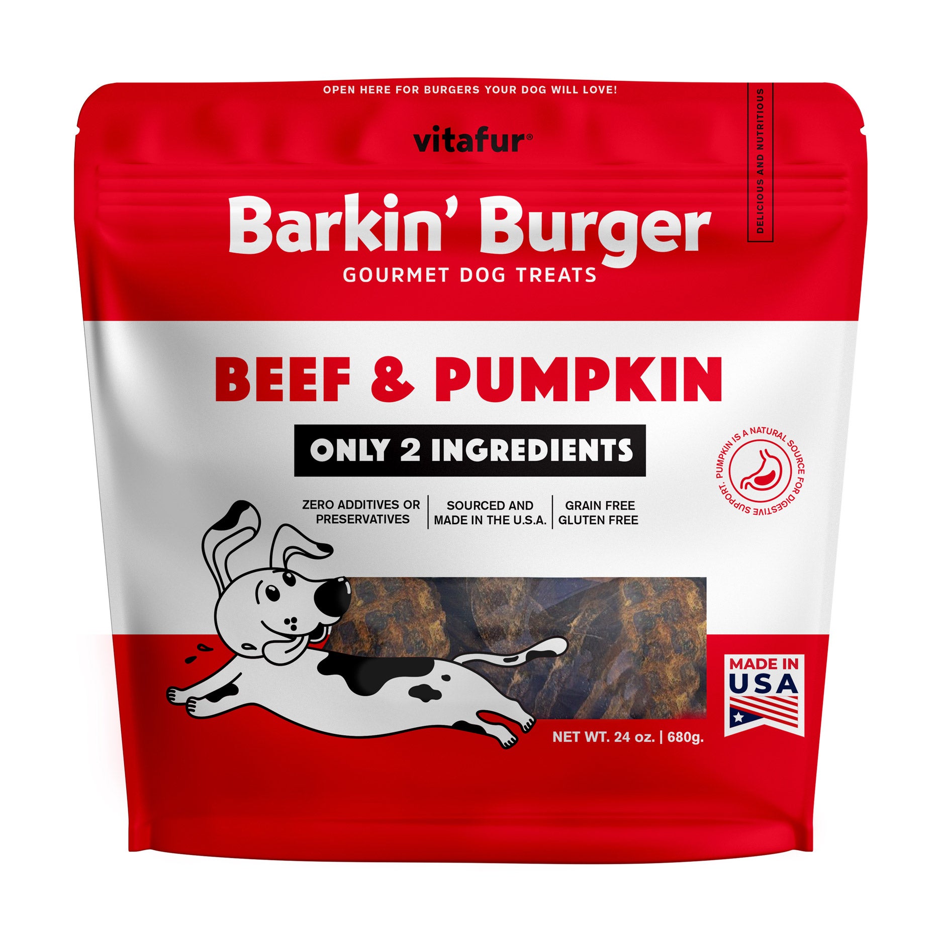 VITAFUR BARKIN' BURGER BEEF & PUMPKIN 24 OZ