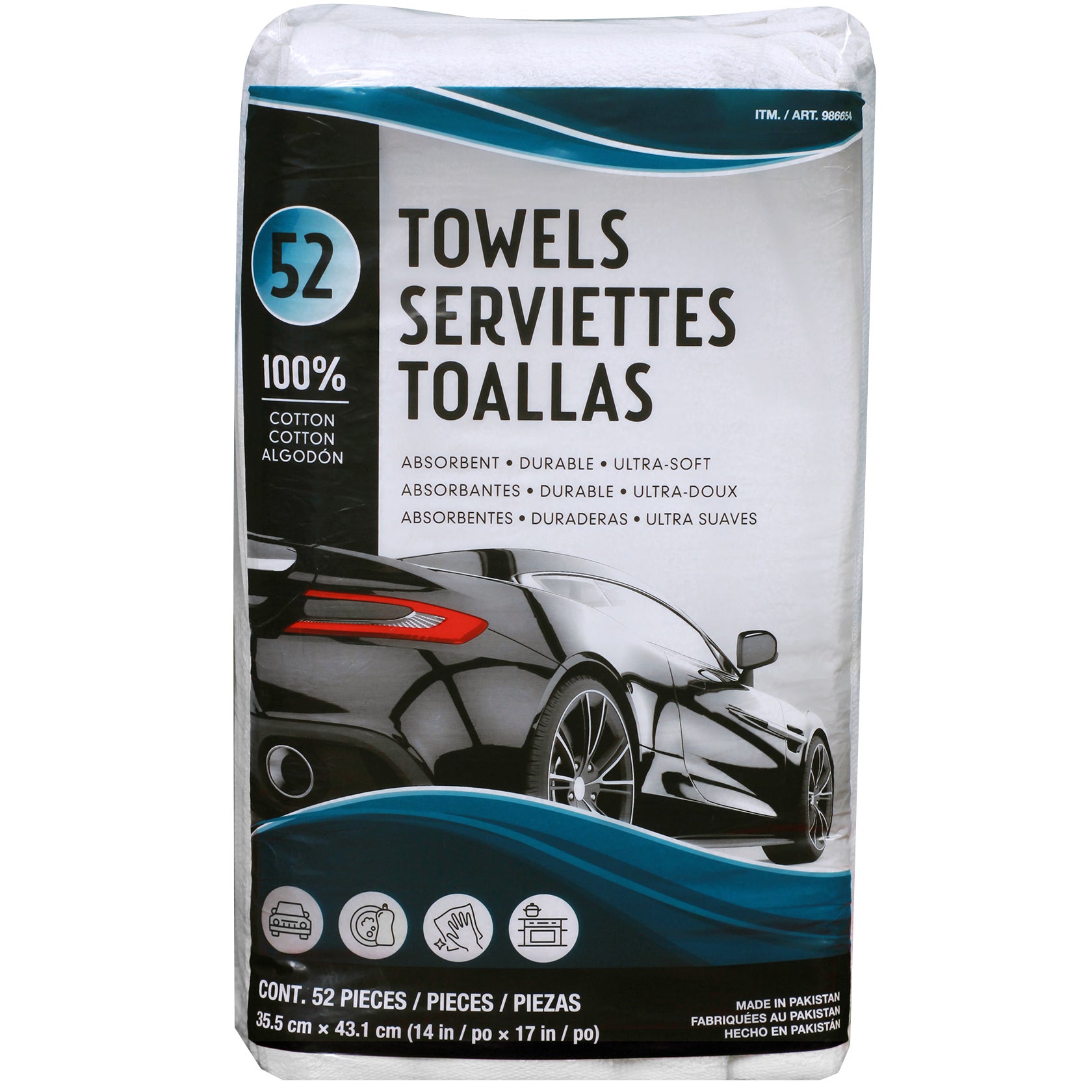 GREEN LIFESTYLE COTTON TERRY TOWELS 14¨ X 17¨ 52 PACK - Image 1