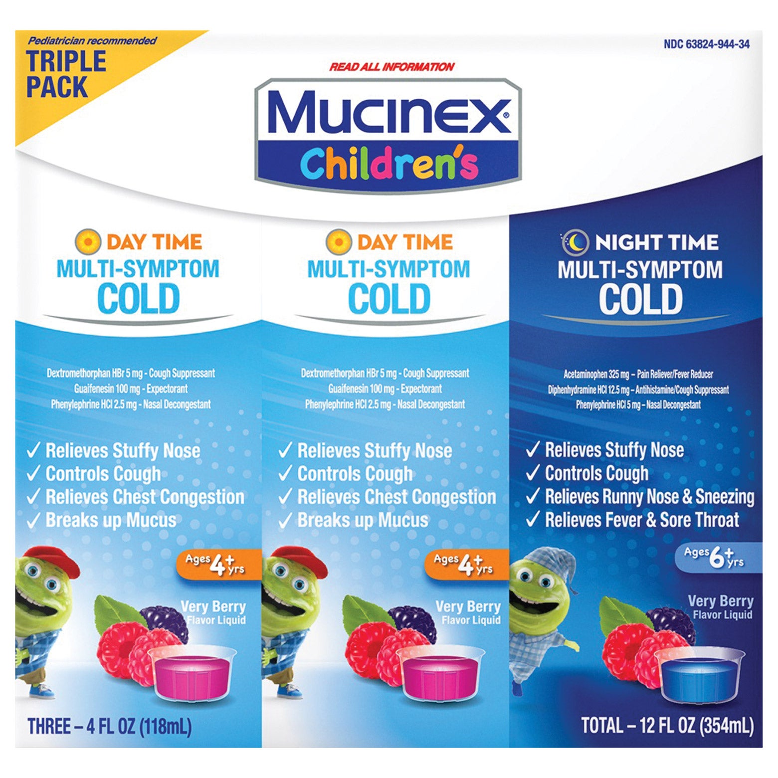 MUCINEX CHILDREN'S MULTI-SYMPTOM COLD 3X4 OZ