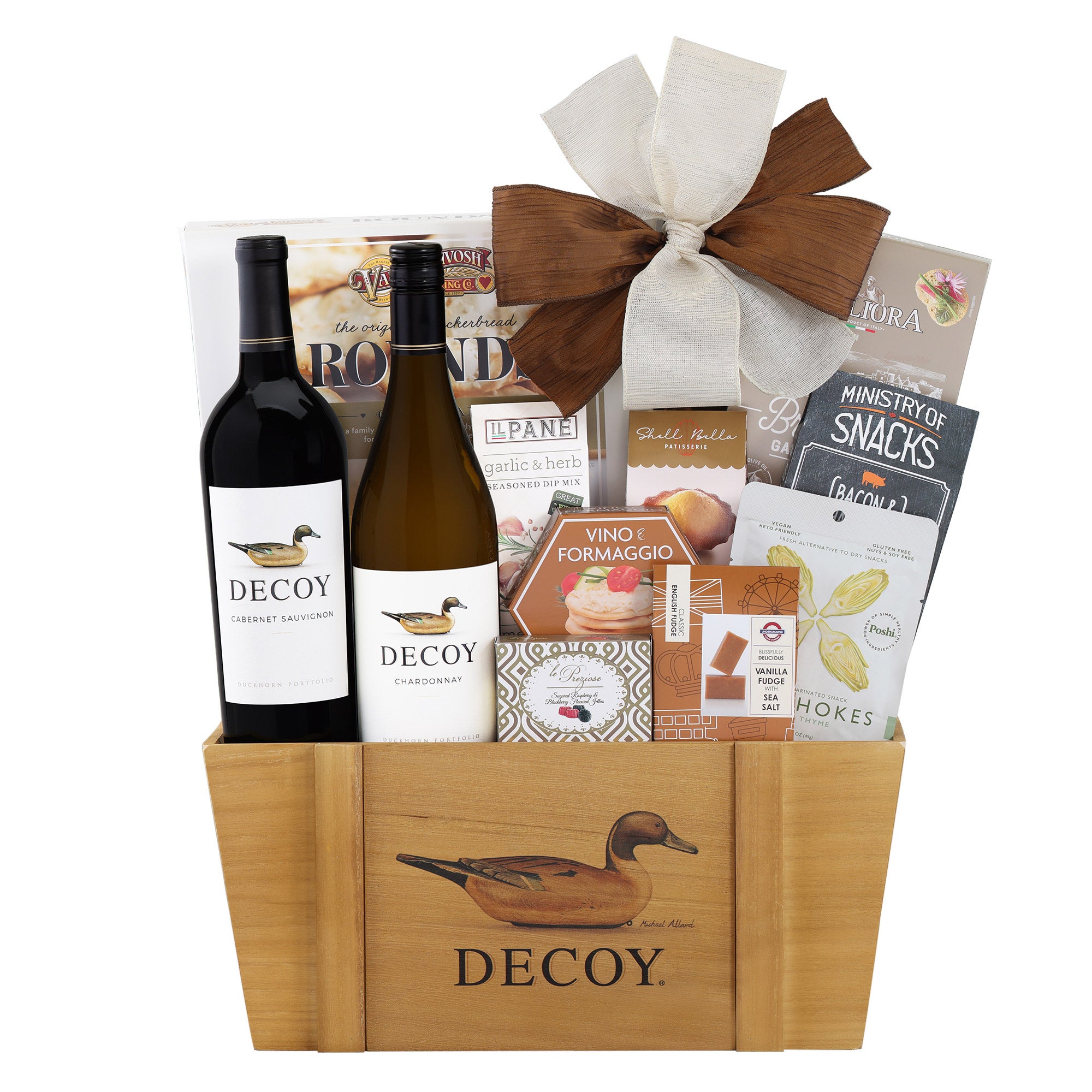 DECOY CRATE CAB/CHARD 2-750ML WITH 2 RIEDEL GLASSES - Image 1