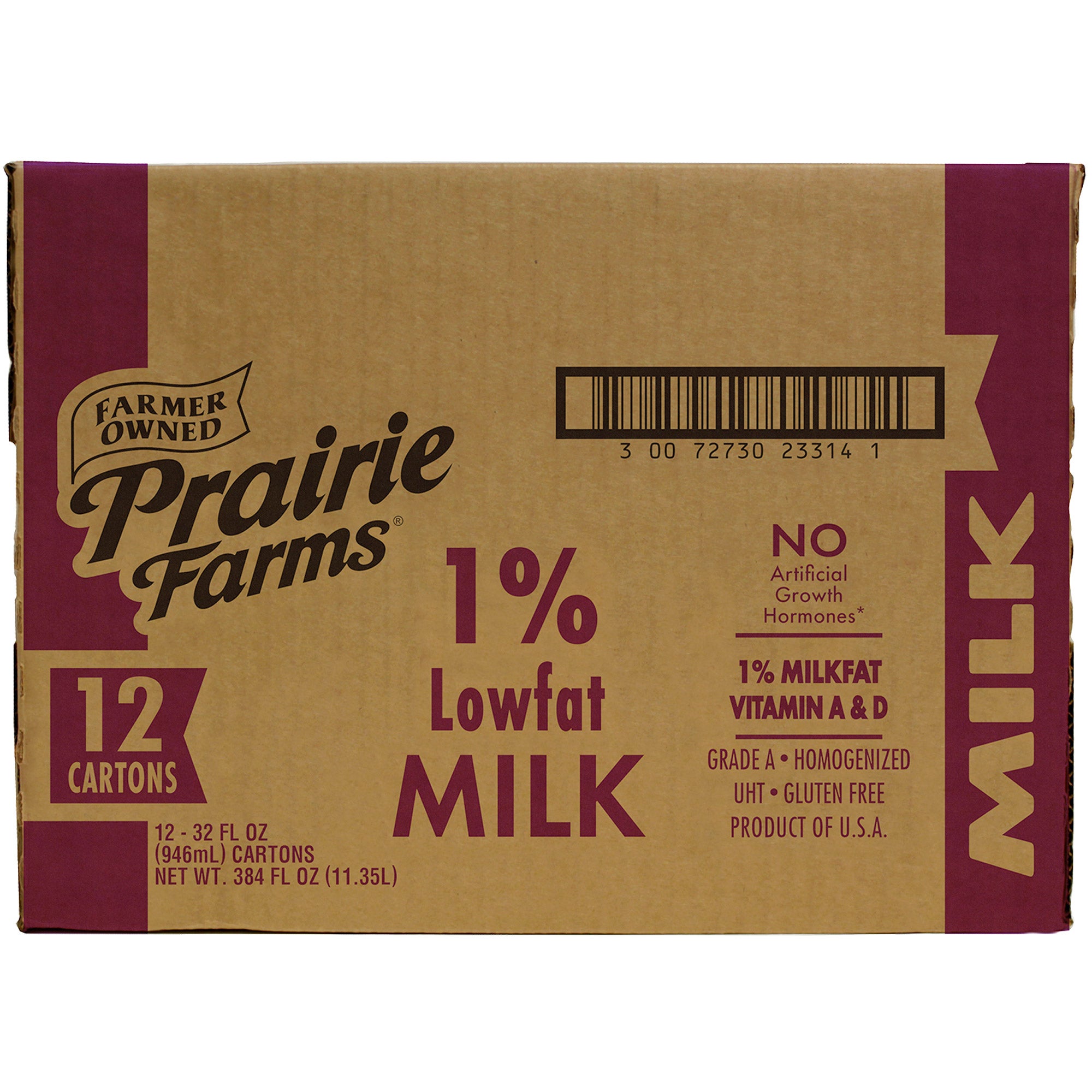 PRAIRIE FARMS 1% WHITE MILK 12/32OZ