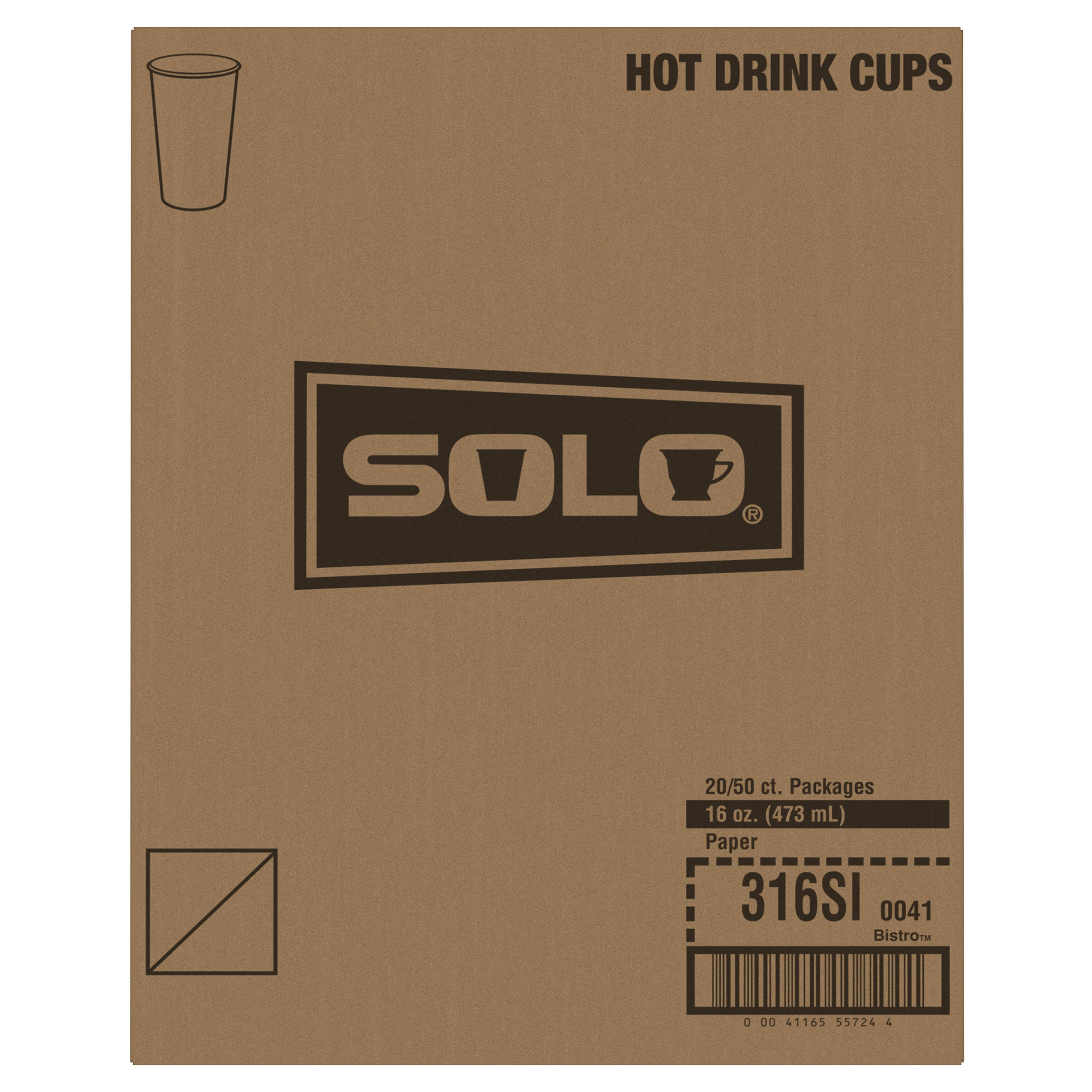 SOLO BISTRO HOT CUP 16 OZ 1000 CT