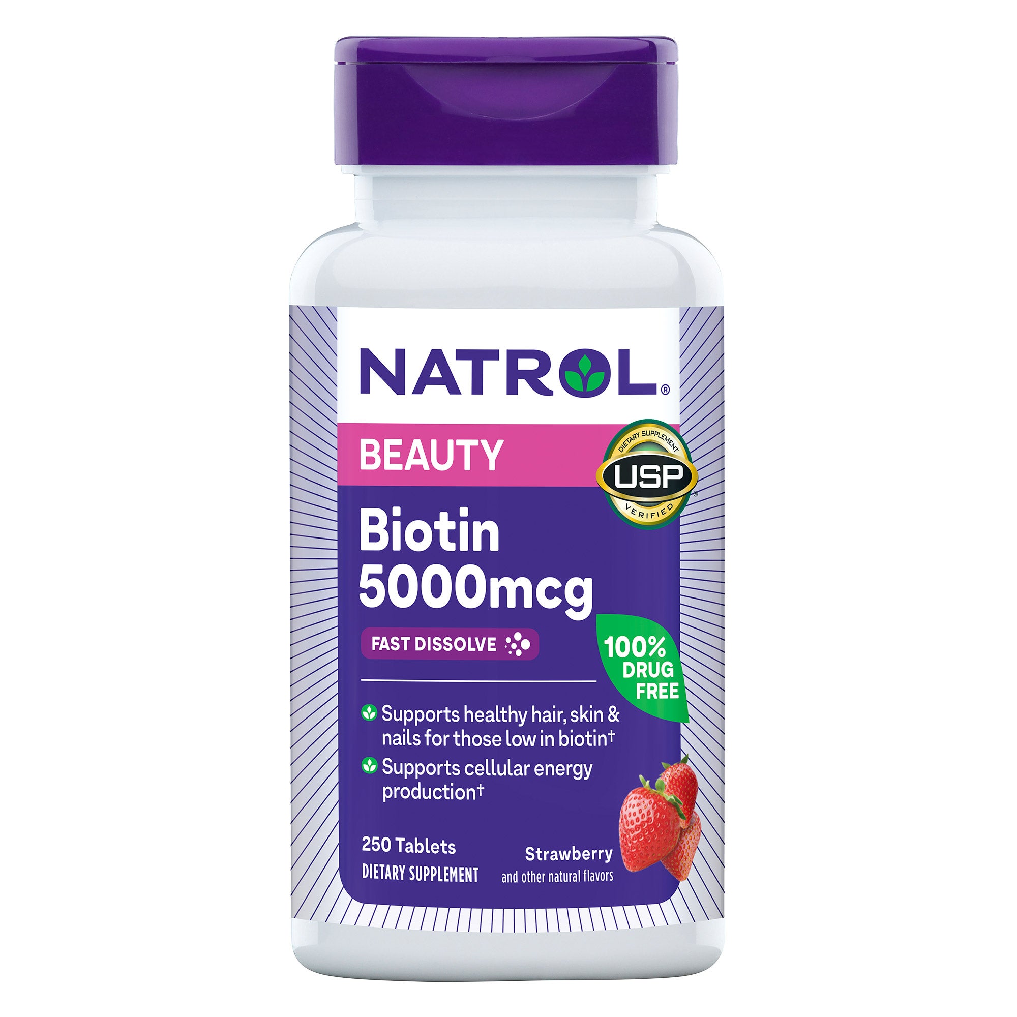 NATROL BIOTIN 5000MCG FAST-DISSOLVE 250 TABLETS - Image 1