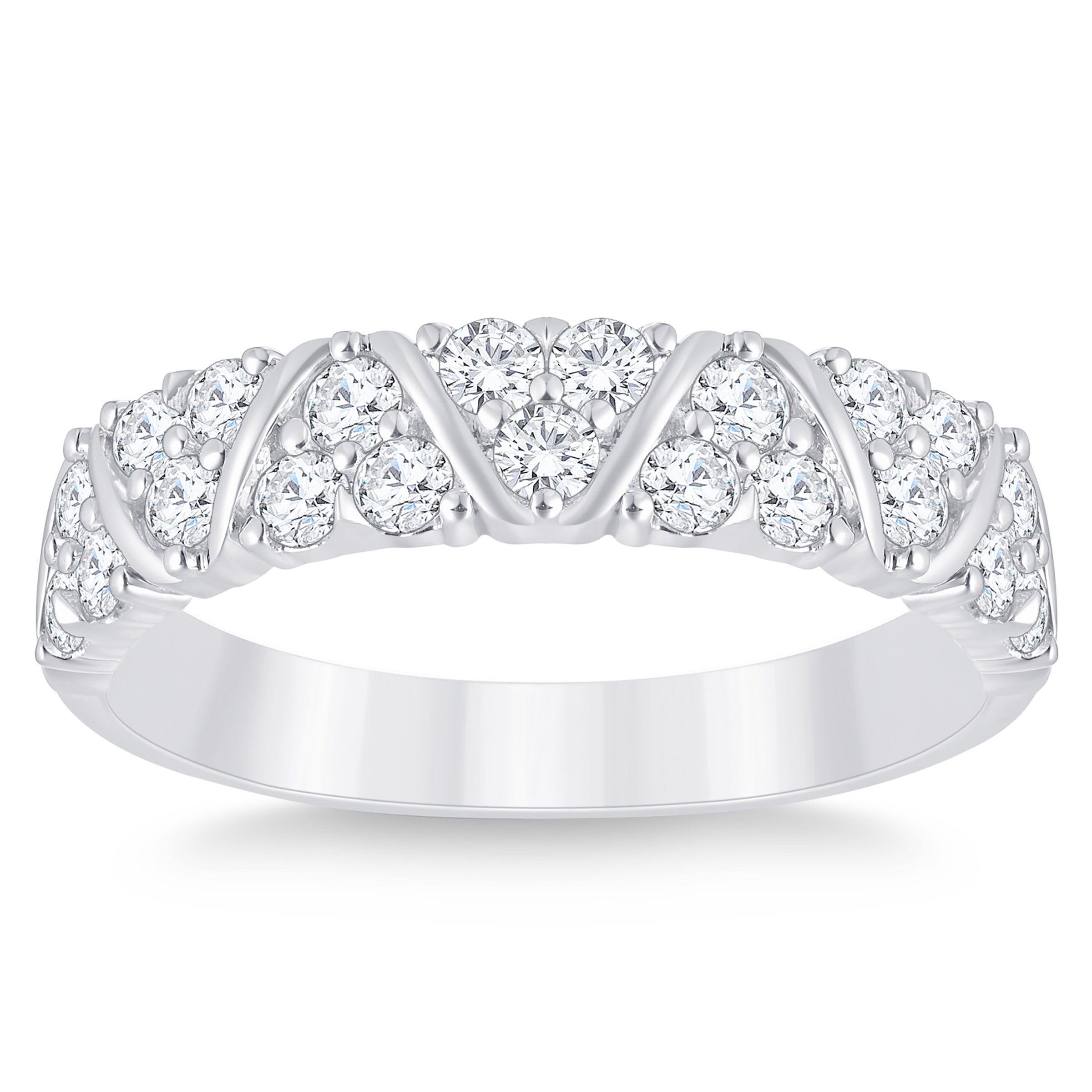 14KT WHITE GOLD VS2 I 0.70CTW ROUND DIAMOND BAND - Image 1
