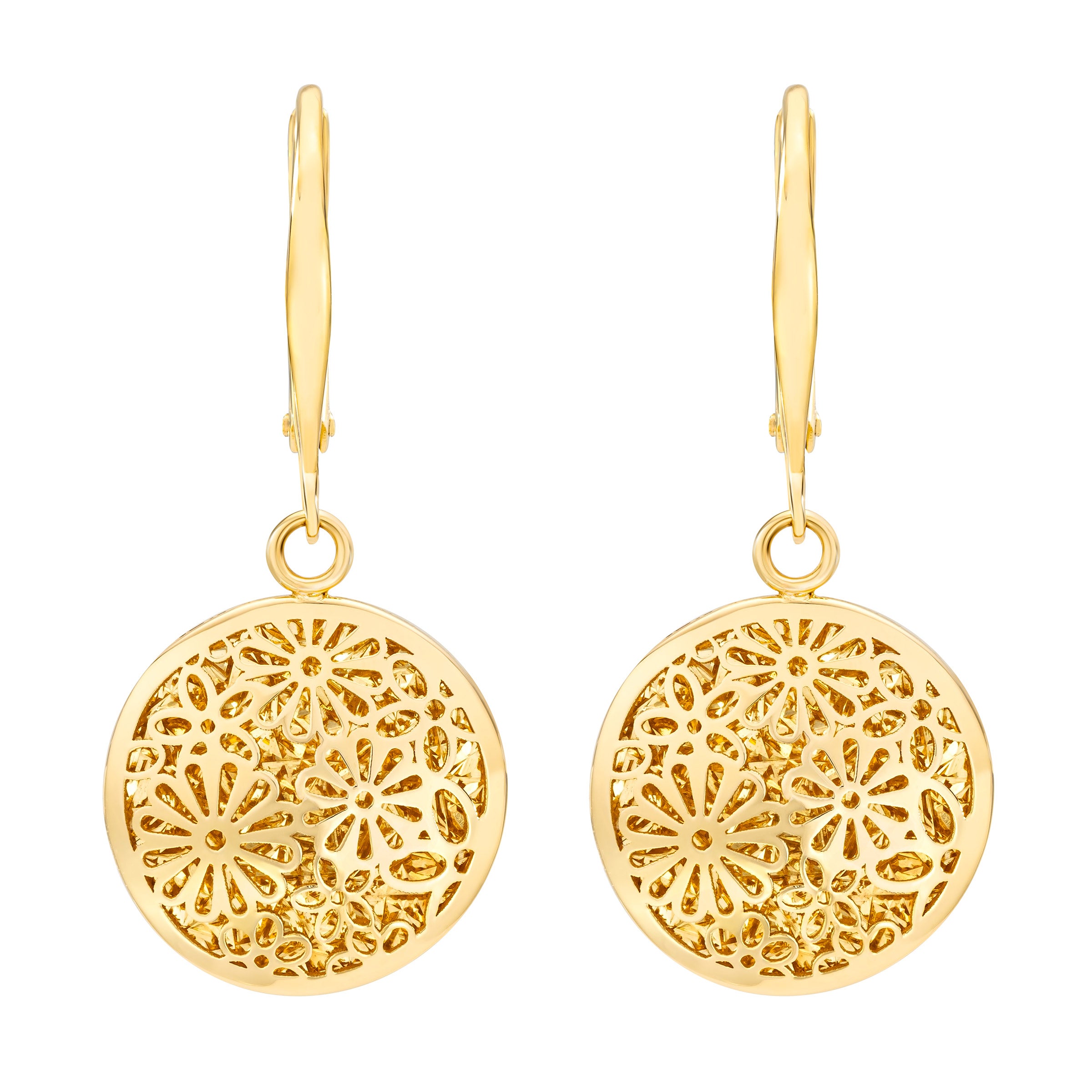 14KT YELLOW GOLD FLORAL DESIGN EARRINGS MADE IN ITALY