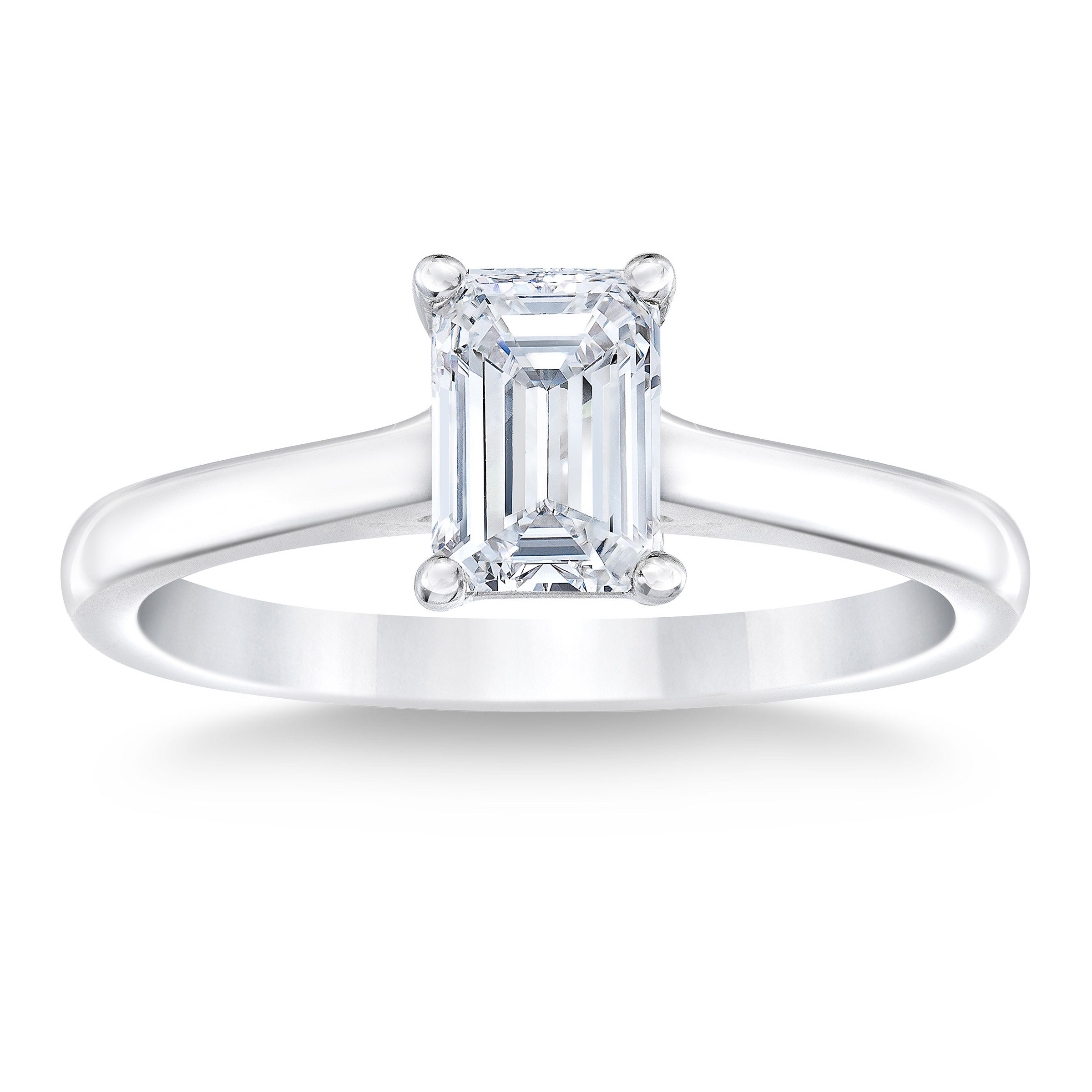1.00CT EMERALD CUT PLATINUM SOLITAIRE RING VS2 ¨I¨ COLOR - Image 1