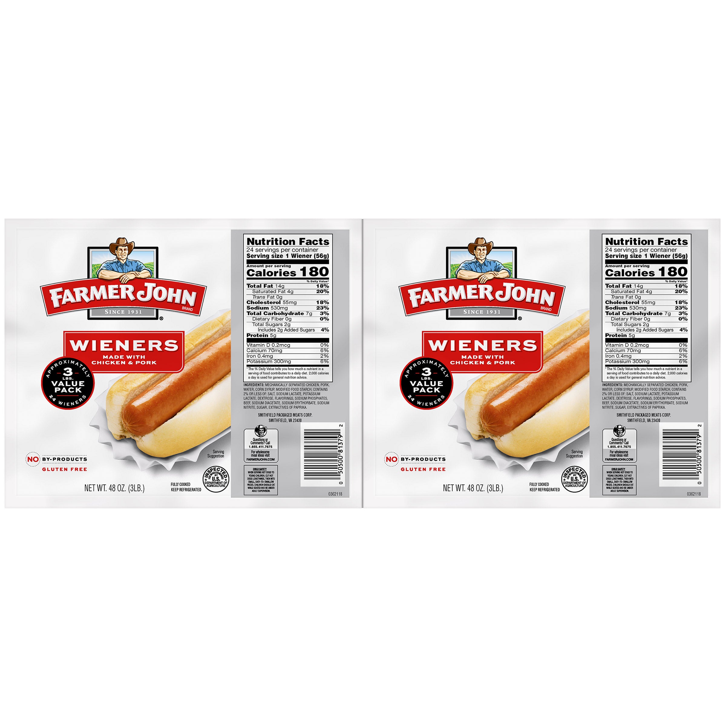 FARMER JOHN HOT DOGS 2/3 LB