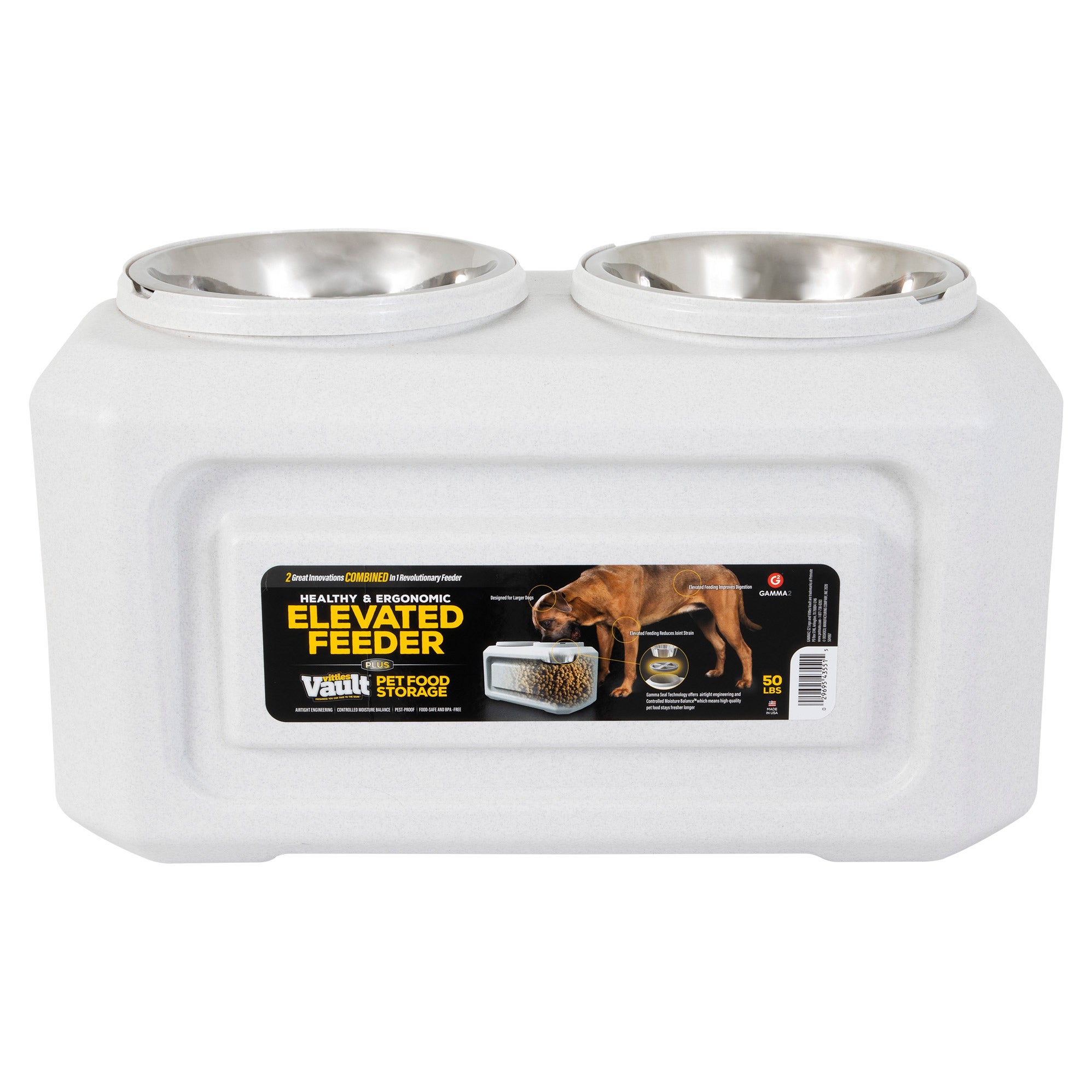 GAMMA ELEVATED FEEDER FOOD STORAGE COMBO 50 POUND CAPACITY