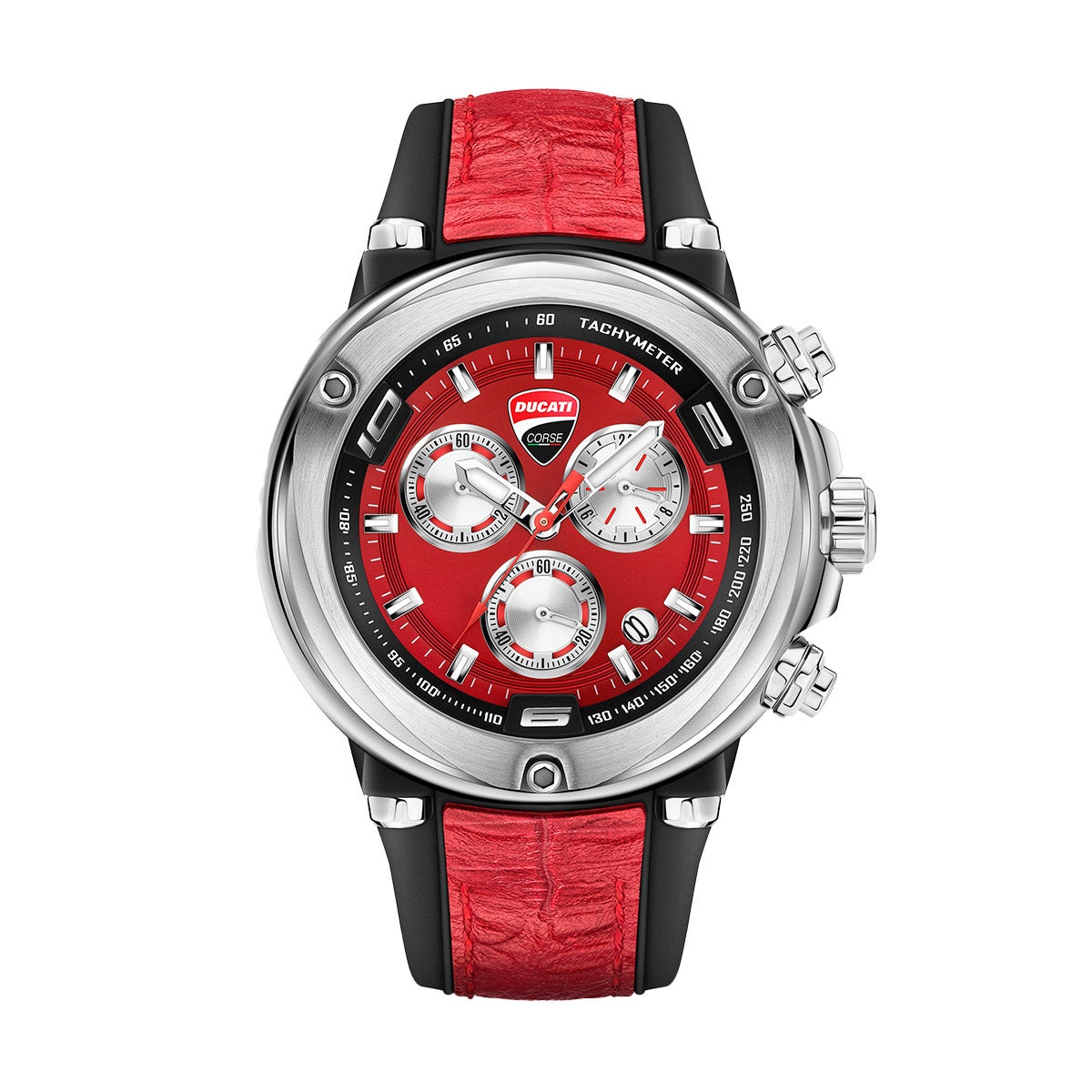 DUCATI CORSE PARTENZA RED AND BLACK STRAP MEN'S WATCH - Image 1