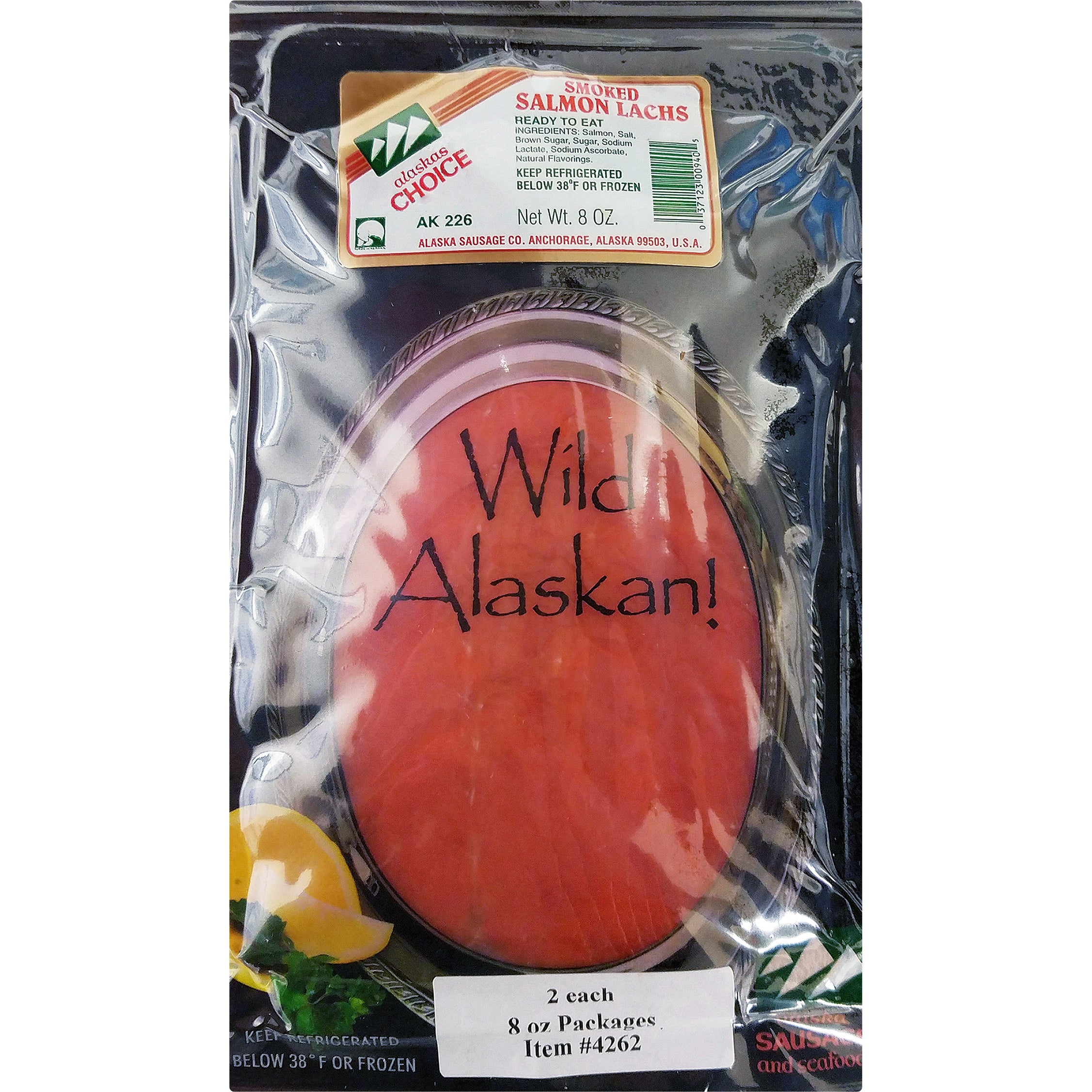 ALASKA SAUSAGE CO. SOCKEYE LACHS 2/8 OZ - Image 1