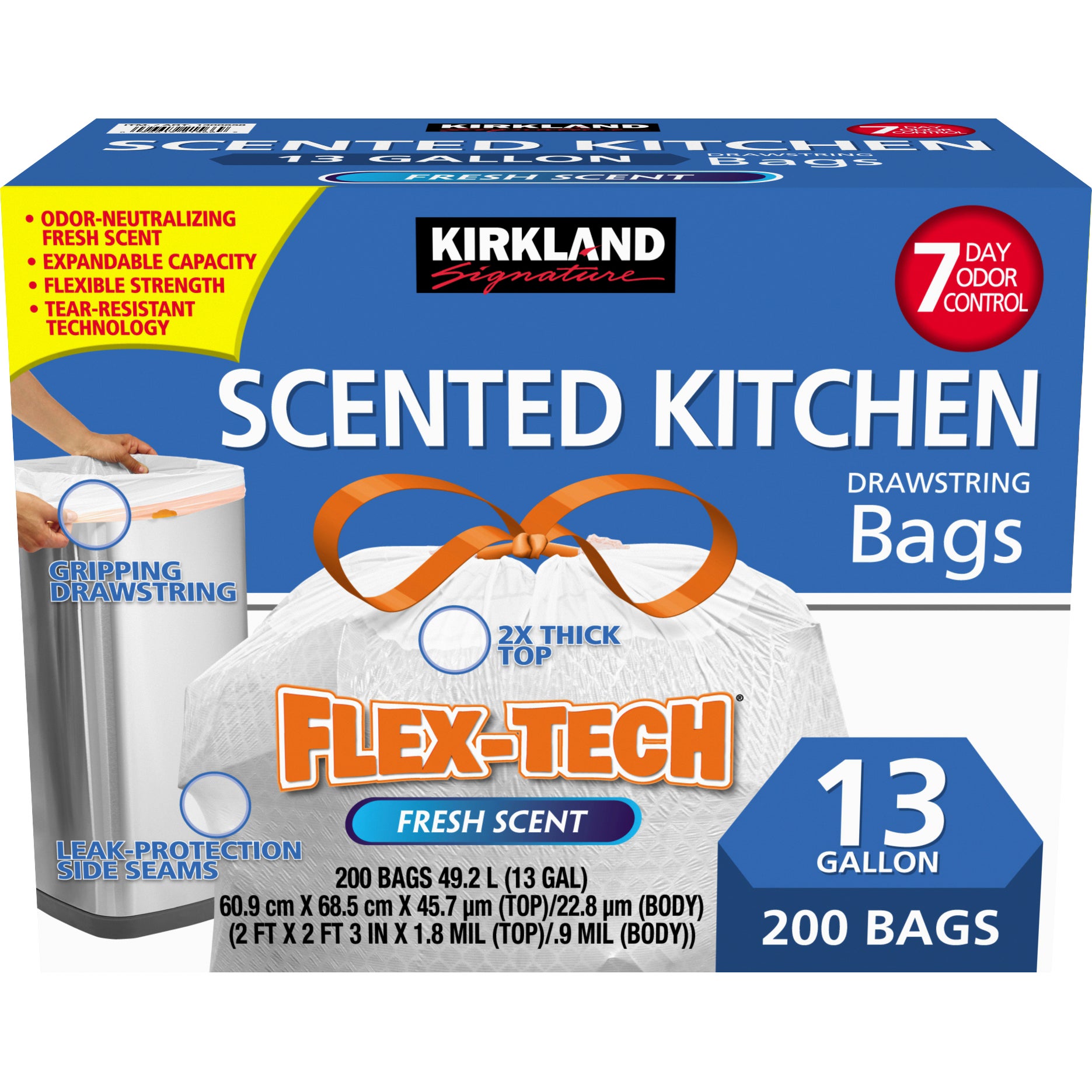 KIRKLAND SIGNATURE 13 GALLON SCENTED BAG 200 COUNT BOX - Image 1