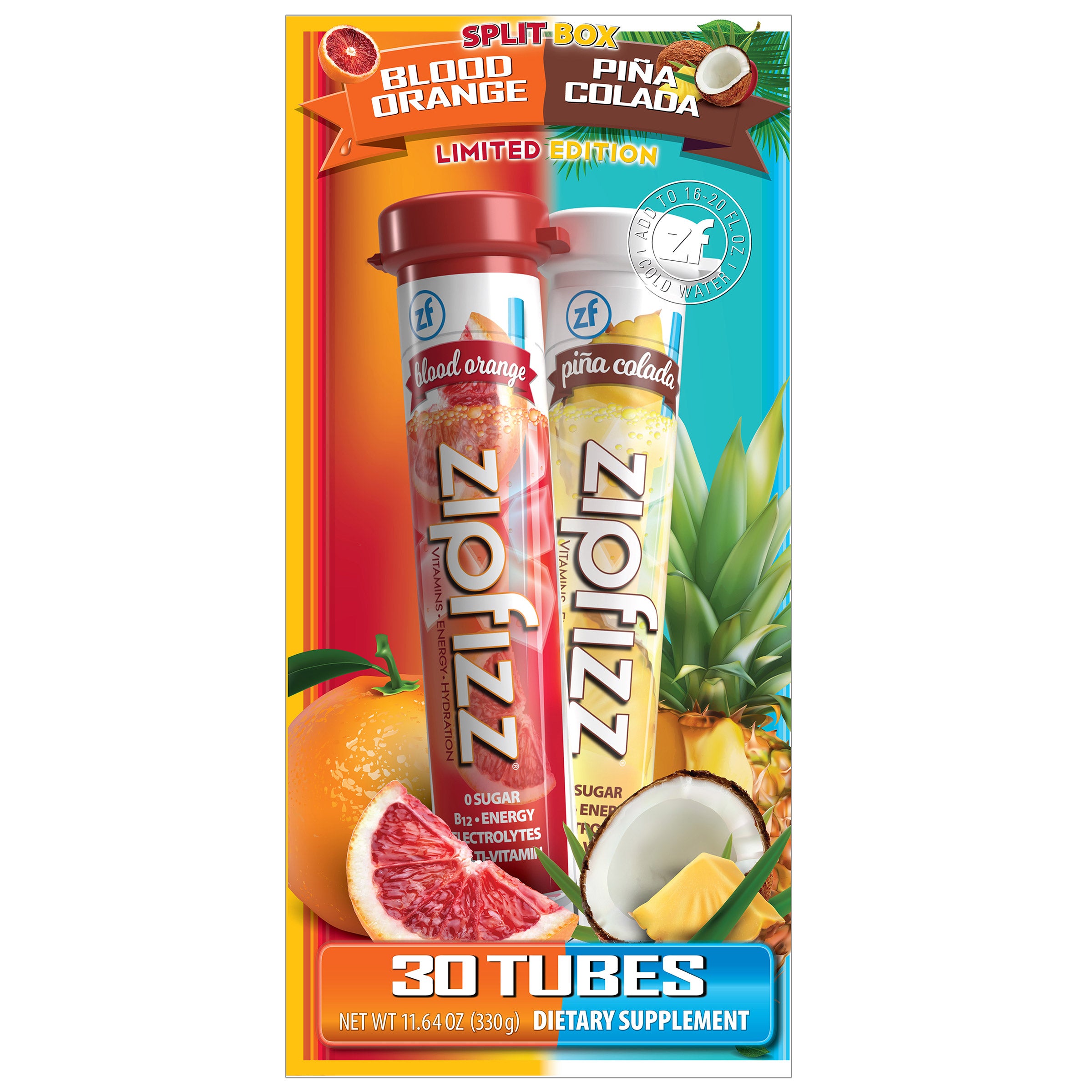 ZIPFIZZ ENERGY DRINK VARIETY 2 FLAVOR 30 COUNT